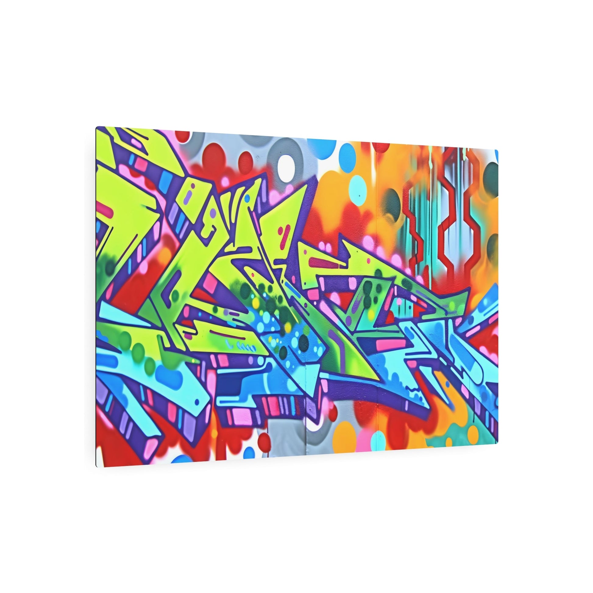 Metal Poster Art | "Vibrant Street Art Mural: Colorful Graffiti Displaying Local Culture - Modern & Contemporary Style" - Metal Poster Art 36″ x 24″ (Horizontal) 0.12''