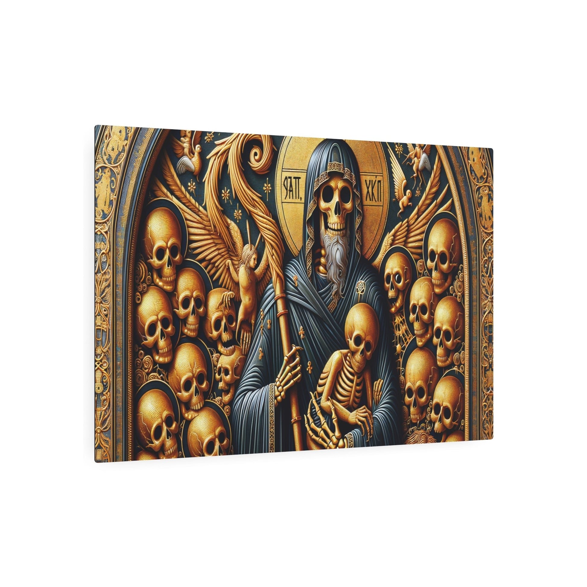 Metal Poster Art | "Spooky Byzantine Art Image - Meticulously Detailed Non - Western Art with Traditional Gold Backgrounds & Iconic Imagery" - Metal Poster Art 36″ x 24″ (Horizontal) 0.12''