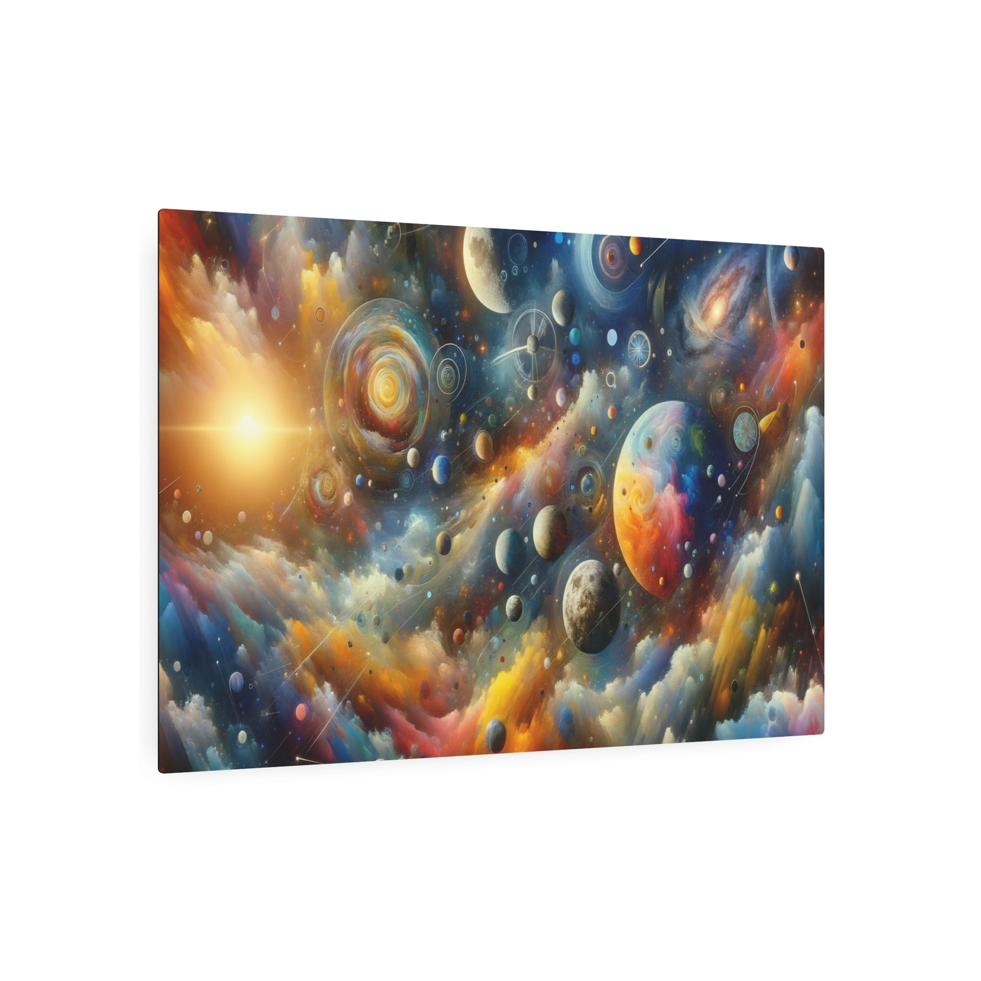 Metal Poster Art | "Post - Impressionist Western Art Style - Celestial Bodies, Stars, Planets, Moon and Galaxies Painting" - Metal Poster Art 36″ x 24″ (Horizontal) 0.12''