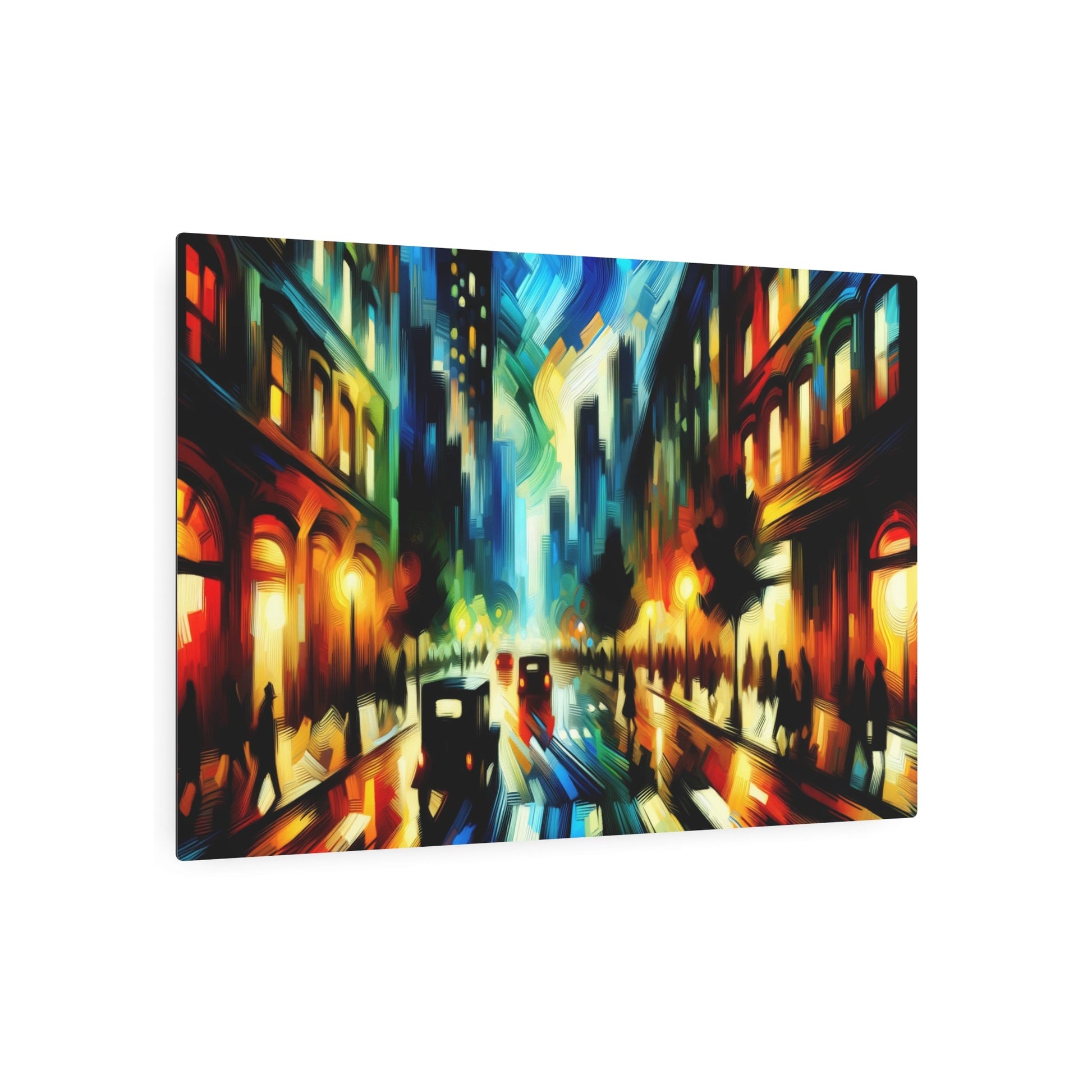 Metal Poster Art | "Expressionist Art Urban Street Scene - Vibrant Bold Brush Strokes in Rich Colors - Western Art Styles: Expressionism" - Metal Poster Art 36″ x 24″ (Horizontal) 0.12''