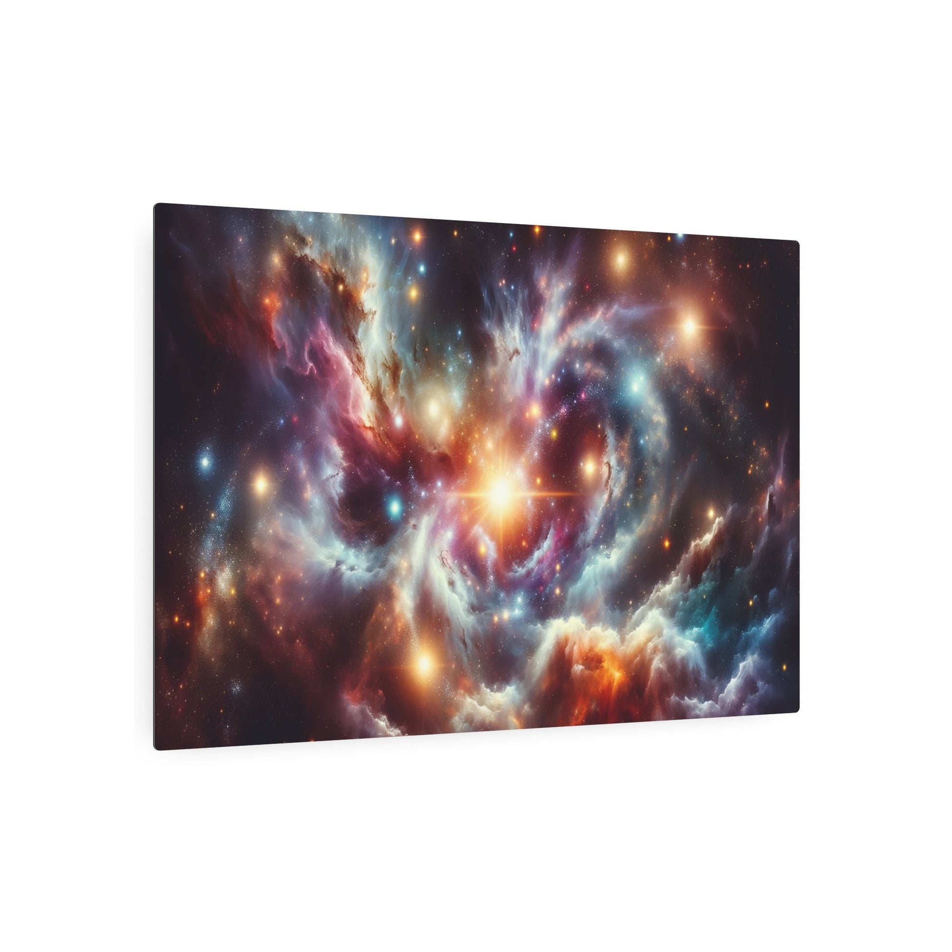 Metal Poster Art | "Vibrant Galaxy Scene Digital Artwork: Modern & Contemporary Style, Featuring Sparkling Stars, Gradient Nebula & Spiraling Galaxies" - Metal Poster Art 36″ x 24″ (Horizontal) 0.12''