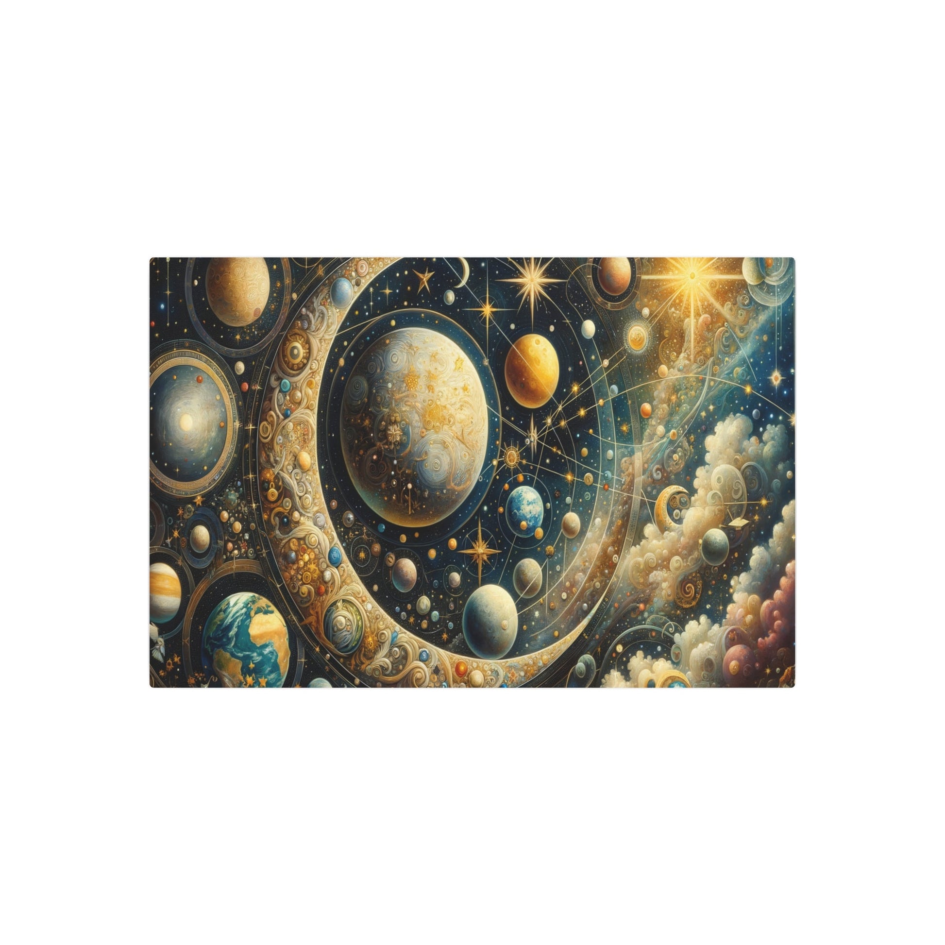 Metal Poster Art | "Renaissance Western Art - Celestial Bodies, Stars, Moon, Planets & Constellations in Classic Artwork Style" - Metal Poster Art 36″ x 24″ (Horizontal) 0.12''