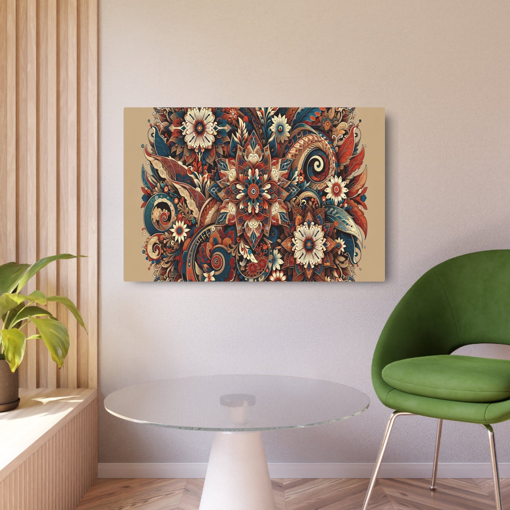 Metal Poster Art | "Indonesian Batik Art Design - Vibrant and Intricate Non - Western Global Style Patterns" - Metal Poster Art 36″ x 24″ (Horizontal) 0.12''