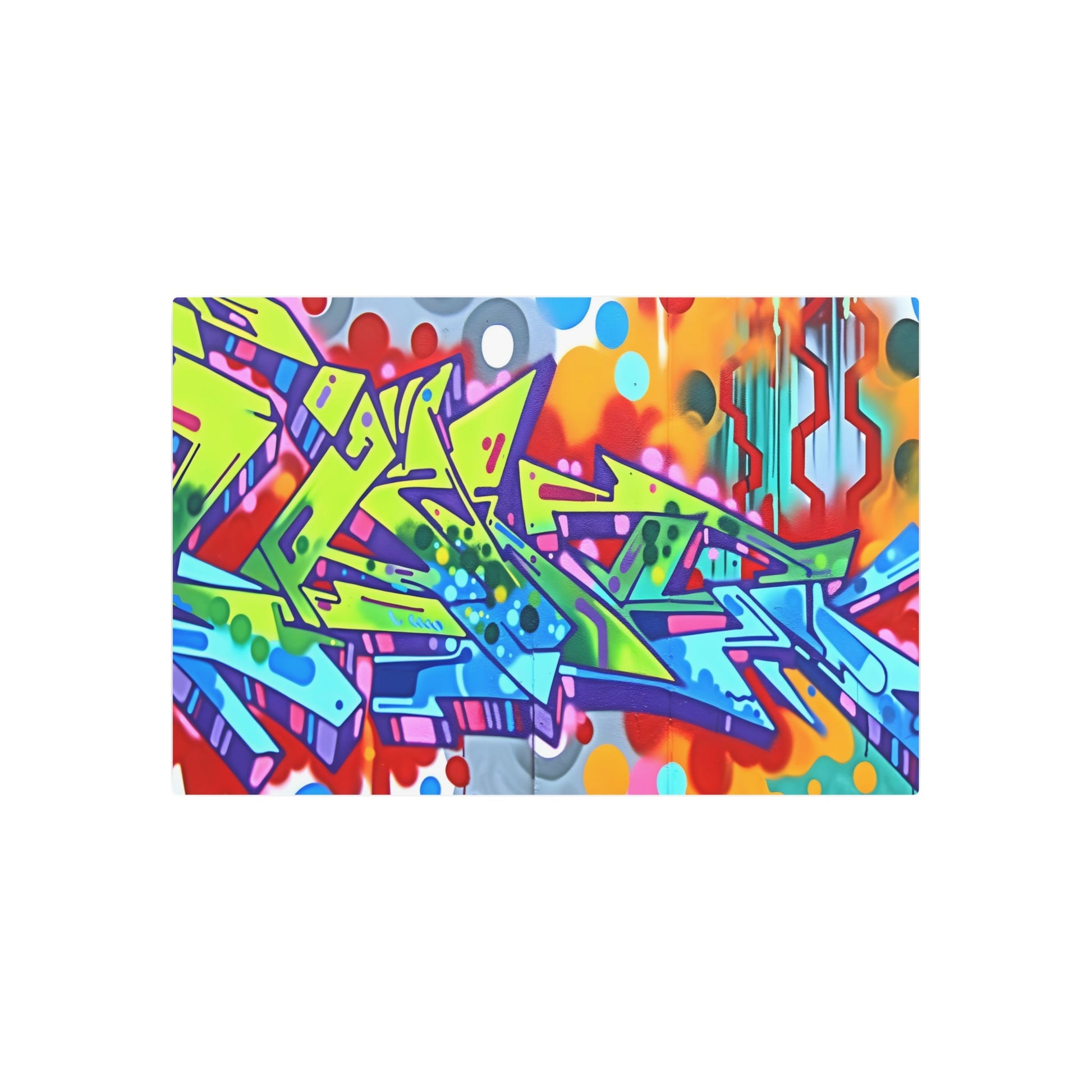 Metal Poster Art | "Vibrant Street Art Mural: Colorful Graffiti Displaying Local Culture - Modern & Contemporary Style" - Metal Poster Art 36″ x 24″ (Horizontal) 0.12''