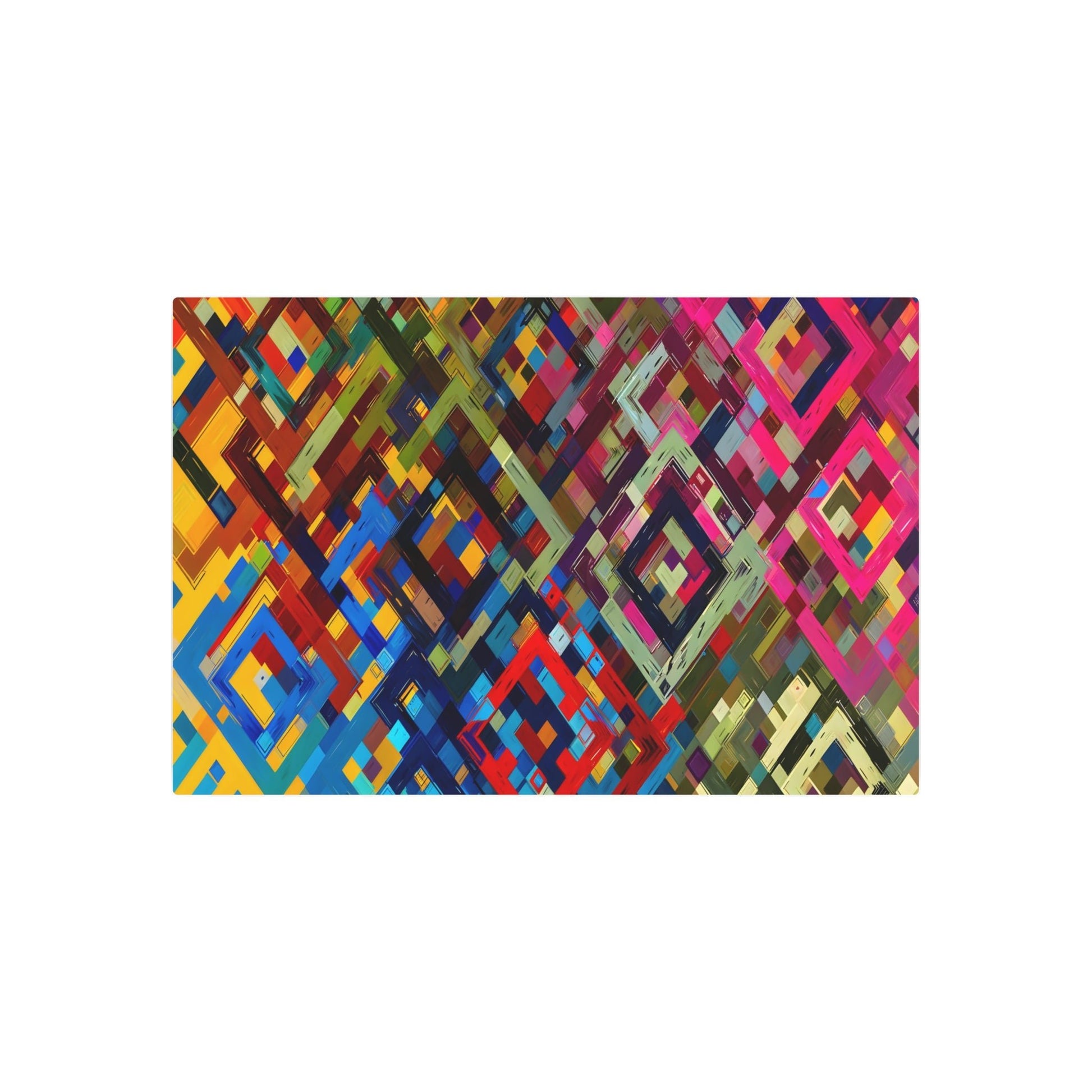 Metal Poster Art | "Vibrant Modern Digital Art - Geometric Shapes & Bold Colors in Contemporary Style Abstract Patterns" - Metal Poster Art 36″ x 24″ (Horizontal) 0.12''