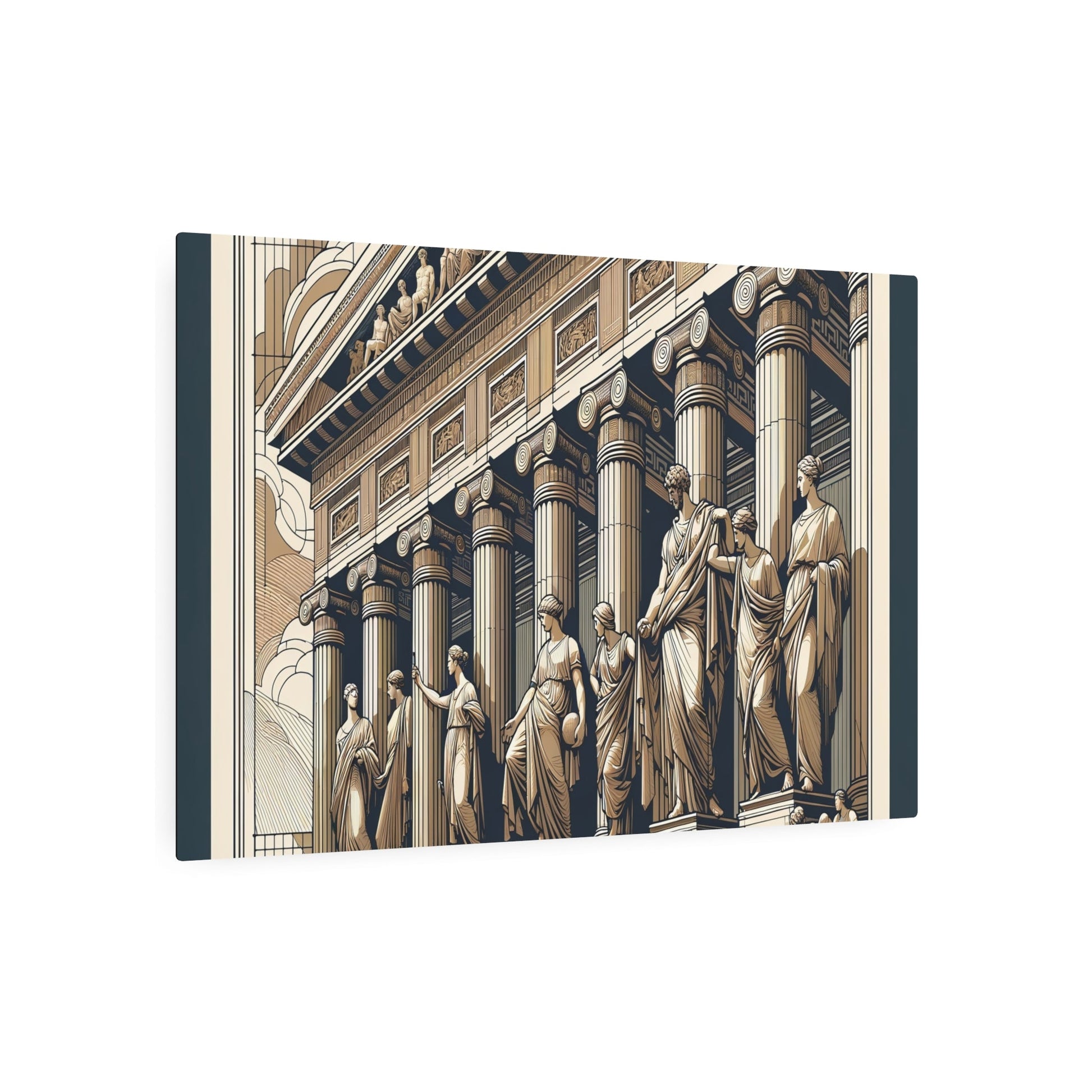 Metal Poster Art | "Neoclassical Art Style Image - Symmetrical, Simple & Grandeur - Classical History and Myth Inspired - Featuring Columns, Friezes & - Metal Poster Art 36″ x 24″ (Horizontal) 0.12''