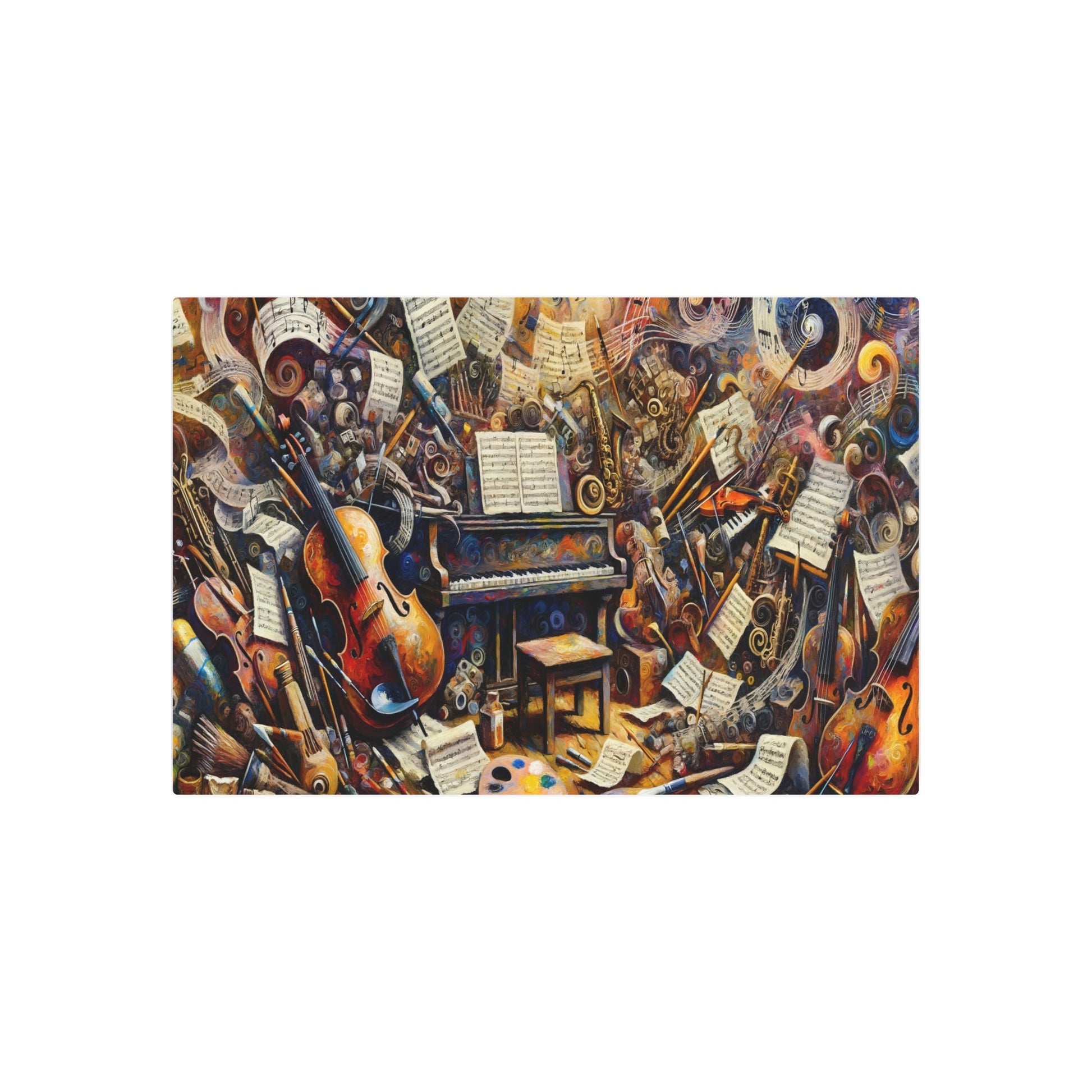 Metal Poster Art | "Post - Impressionist Western Art Painting Depicting the Interconnection of Music and Art" - Metal Poster Art 36″ x 24″ (Horizontal) 0.12''