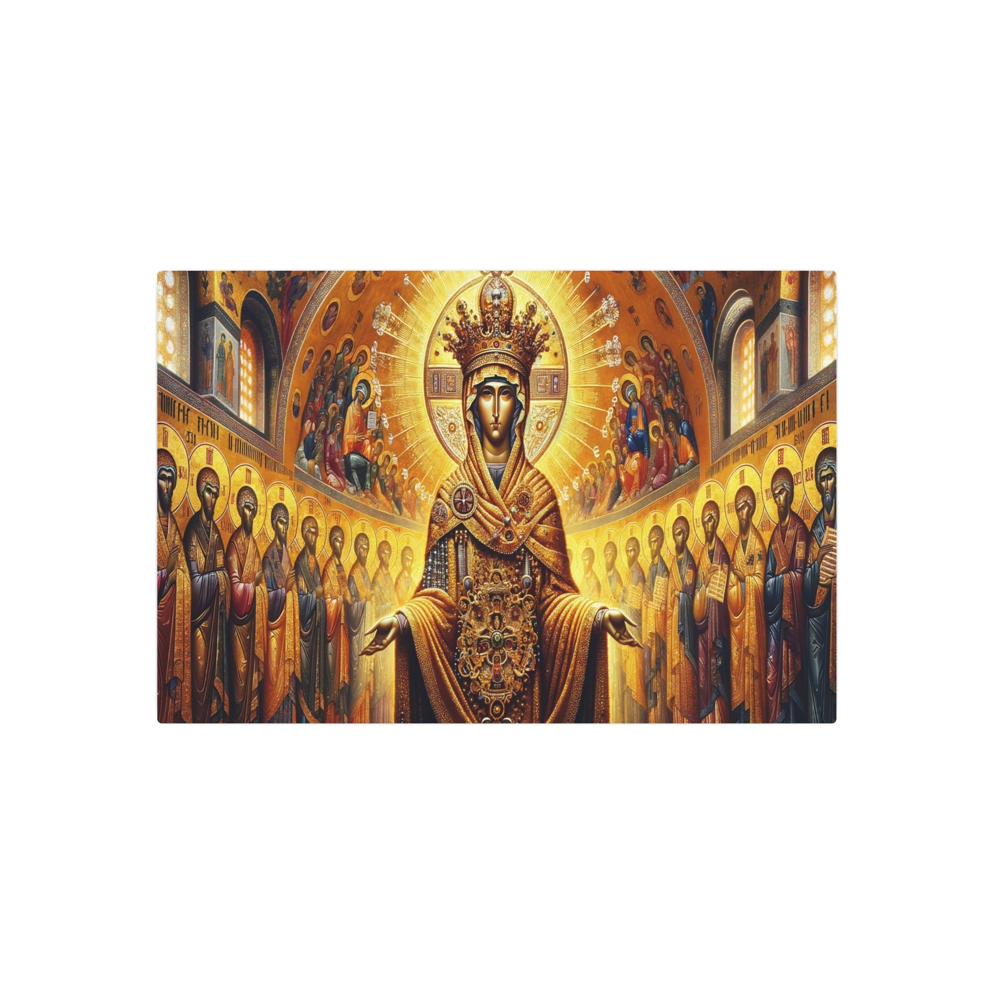 Metal Poster Art | "Byzantine Art Print: Intricate Symbolic Imagery with Gold Backgrounds and Delicate Details - Non - Western & Global Styles" - Metal Poster Art 36″ x 24″ (Horizontal) 0.12''