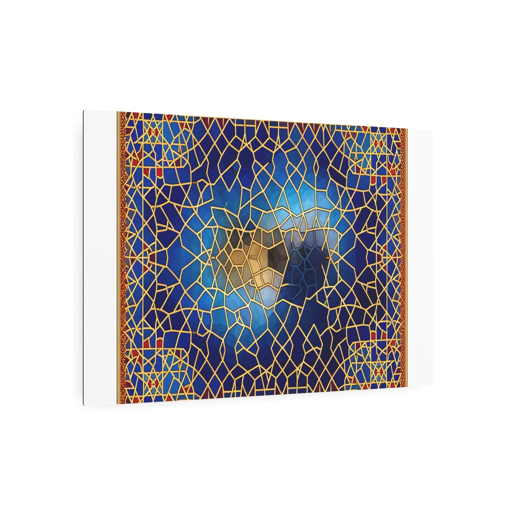 Metal Poster Art | "Global Styles Islamic Geometric Patterns with Unique Cat Design - Non-Western Art" - Metal Poster Art 36″ x 24″ (Horizontal) 0.12''