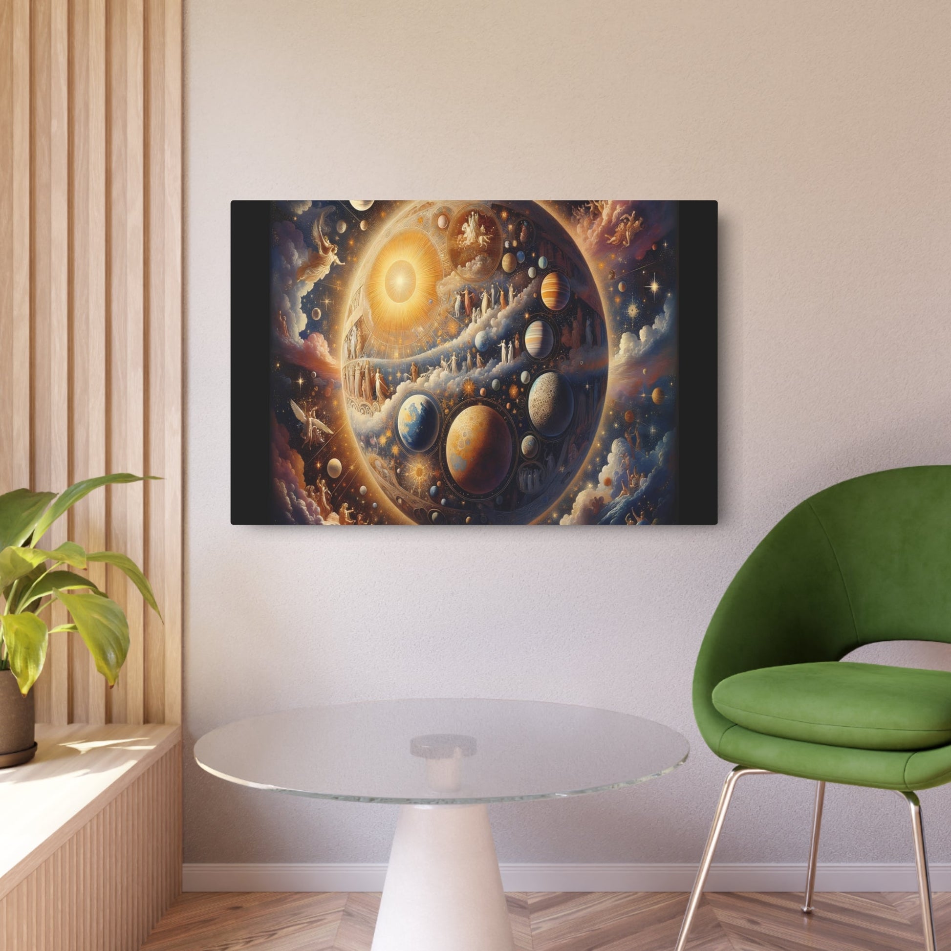 Metal Poster Art | "Neoclassical Western Art Style: Exquisite Celestial Body Depiction Featuring Stars, Planets, and Moons" - Metal Poster Art 36″ x 24″ (Horizontal) 0.12''