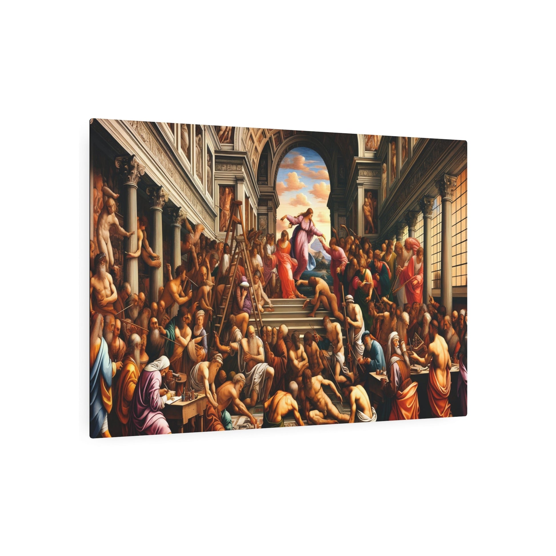 Metal Poster Art | "Philosophical and Artistic Renaissance Era: Detailed Western Art Styles Masterpiece" - Metal Poster Art 36″ x 24″ (Horizontal) 0.12''