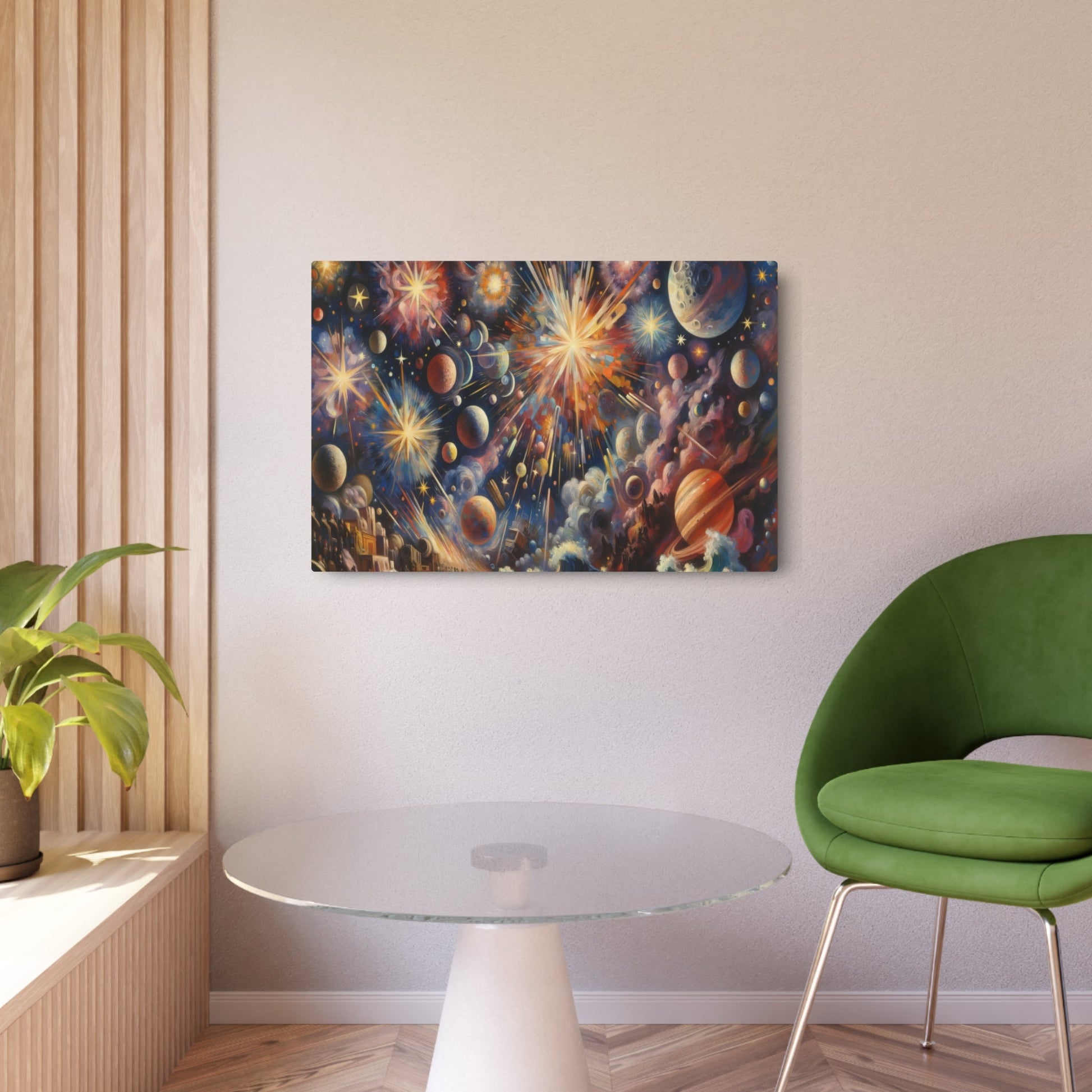 Metal Poster Art | "Post - Impressionism Western Art Style - Celestial Bodies in Bold Colors and Expressive Brushwork" - Metal Poster Art 36″ x 24″ (Horizontal) 0.12''