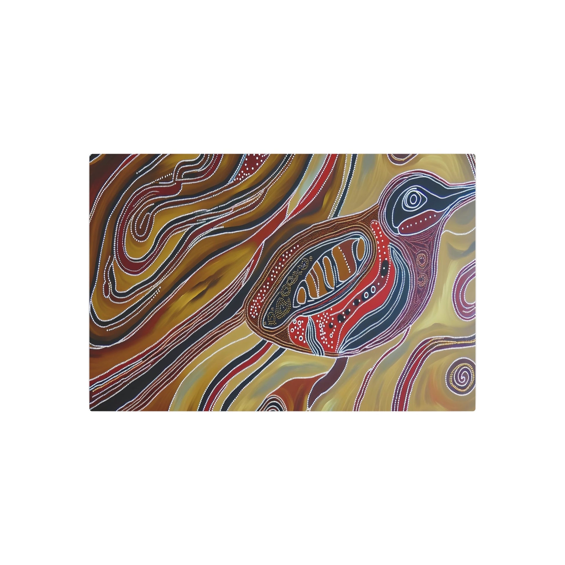 Metal Poster Art | "Traditional Australian Aboriginal Art - Bird Themed Artwork in Non-Western & Global Styles Category" - Metal Poster Art 36″ x 24″ (Horizontal) 0.12''