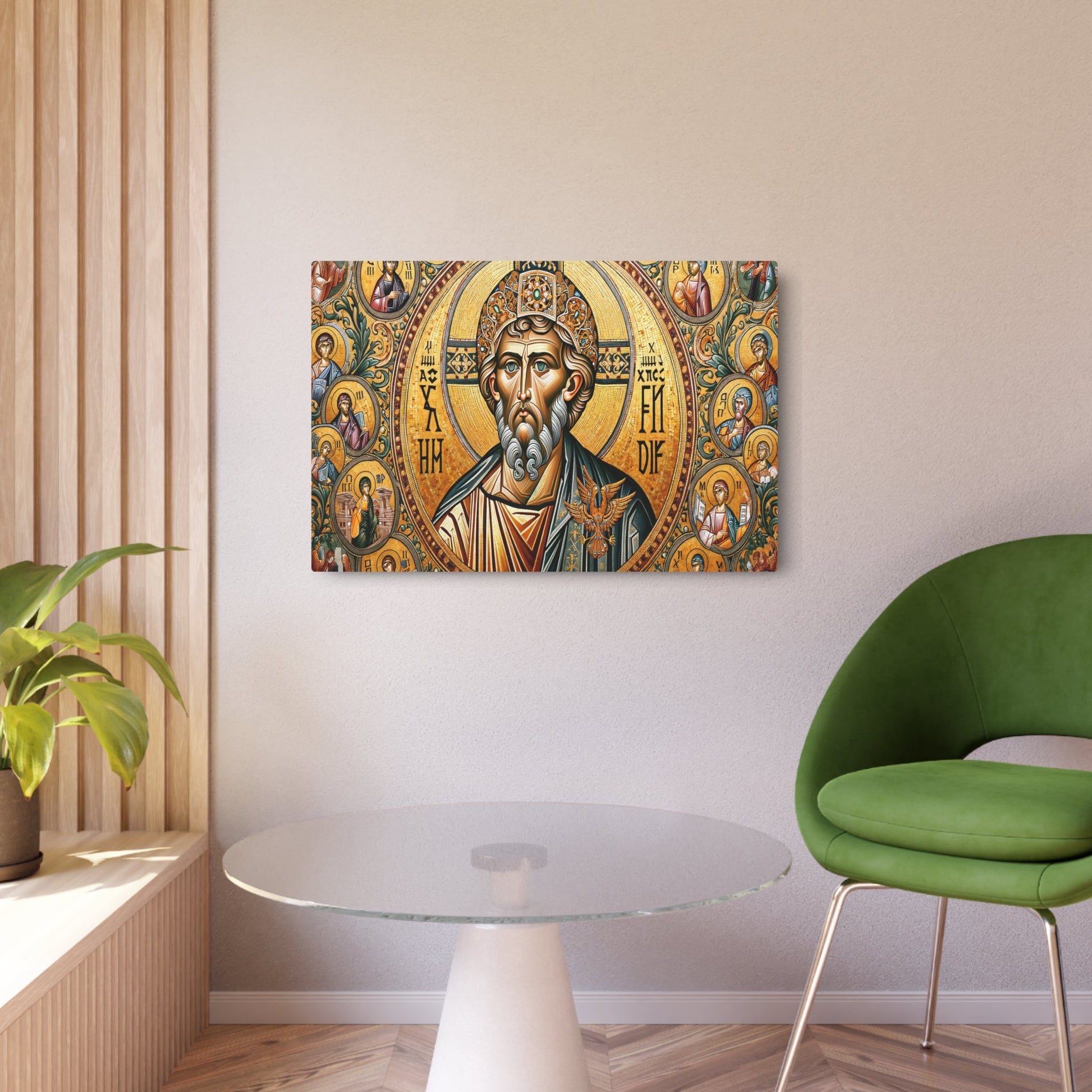 Metal Poster Art | "Digital Byzantine Empire - Inspired Artwork with Rich Gold Detailing & Religious Themes - Non - Western & Global Styles, Byzantine Art Category - Metal Poster Art 36″ x 24″ (Horizontal) 0.12''