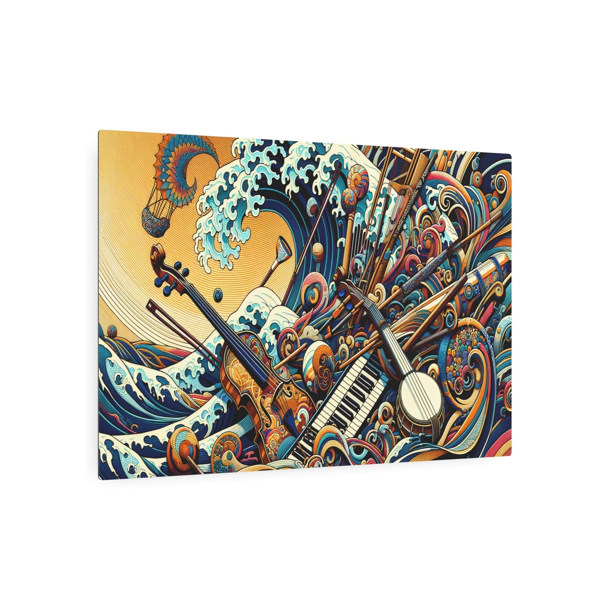 Metal Poster Art | "Kano School Inspired Asian Art: Fusion of Music and Art in Traditional Japanese Painting Style" - Metal Poster Art 36″ x 24″ (Horizontal) 0.12''