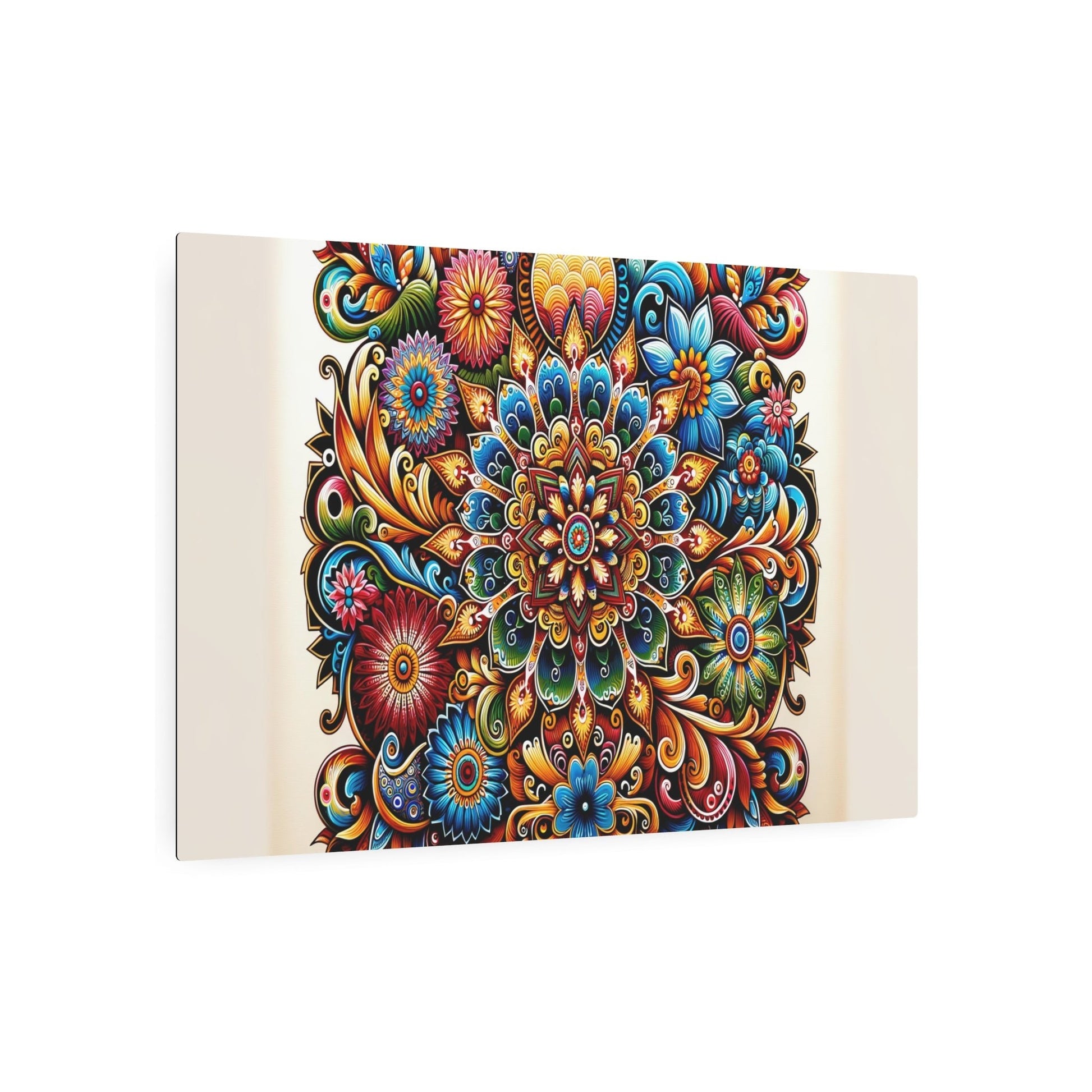 Metal Poster Art | "Indonesian Batik Style Artwork - Vibrantly Colored and Intricately Designed Piece Inspired by Traditional Batik Textiles in Non - West - Metal Poster Art 36″ x 24″ (Horizontal) 0.12''