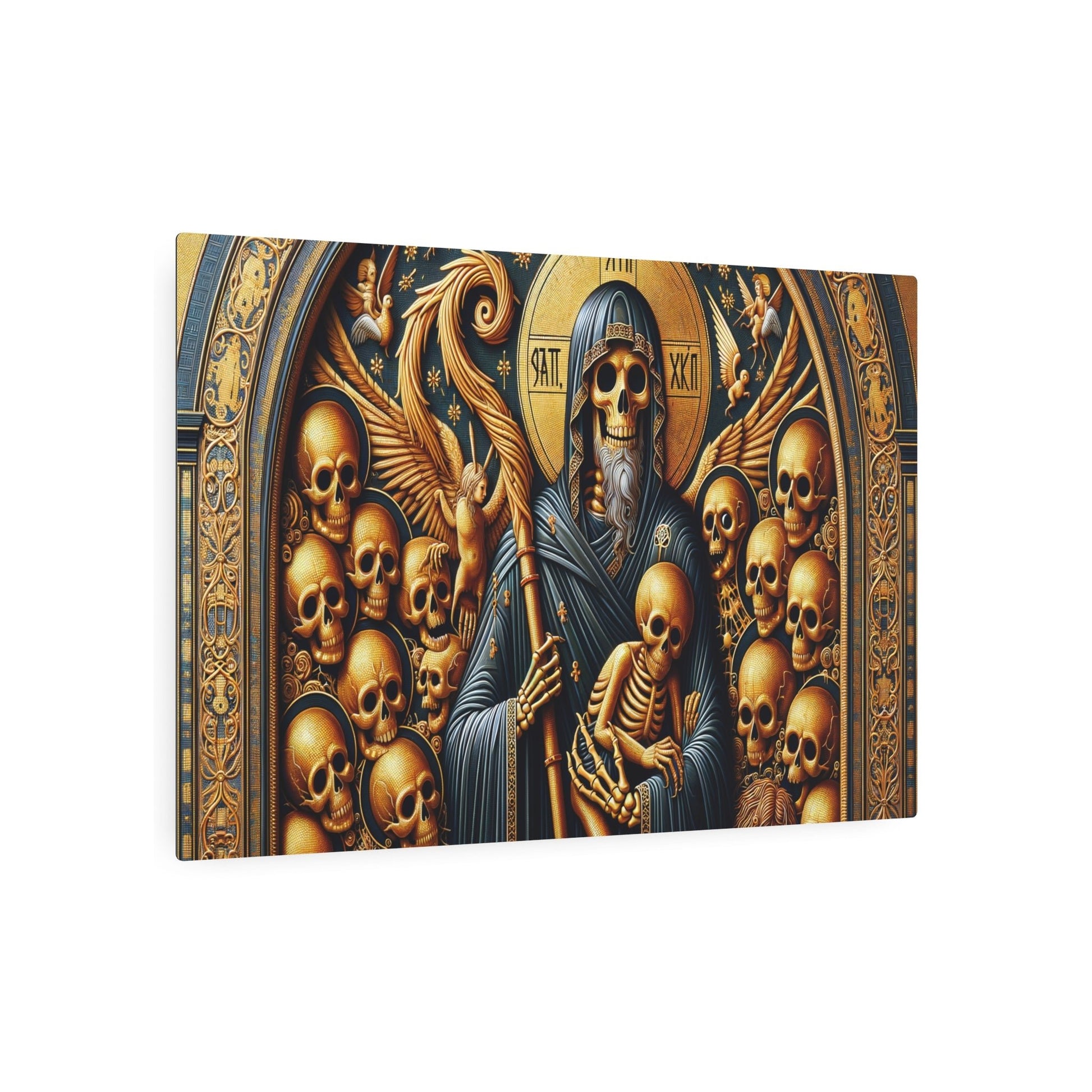 Metal Poster Art | "Spooky Byzantine Art Image - Meticulously Detailed Non - Western Art with Traditional Gold Backgrounds & Iconic Imagery" - Metal Poster Art 36″ x 24″ (Horizontal) 0.12''