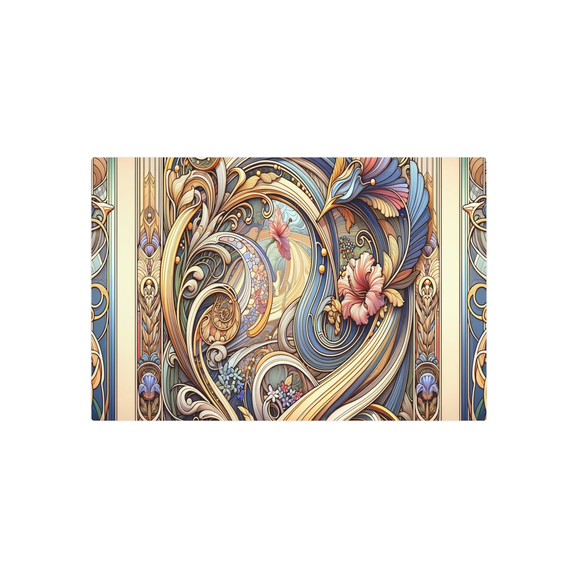 Metal Poster Art | "Art Nouveau Western Art Style Image: Emphasizing Organic Lines and Floral Elements in Nature - Themed Design" - Metal Poster Art 36″ x 24″ (Horizontal) 0.12''