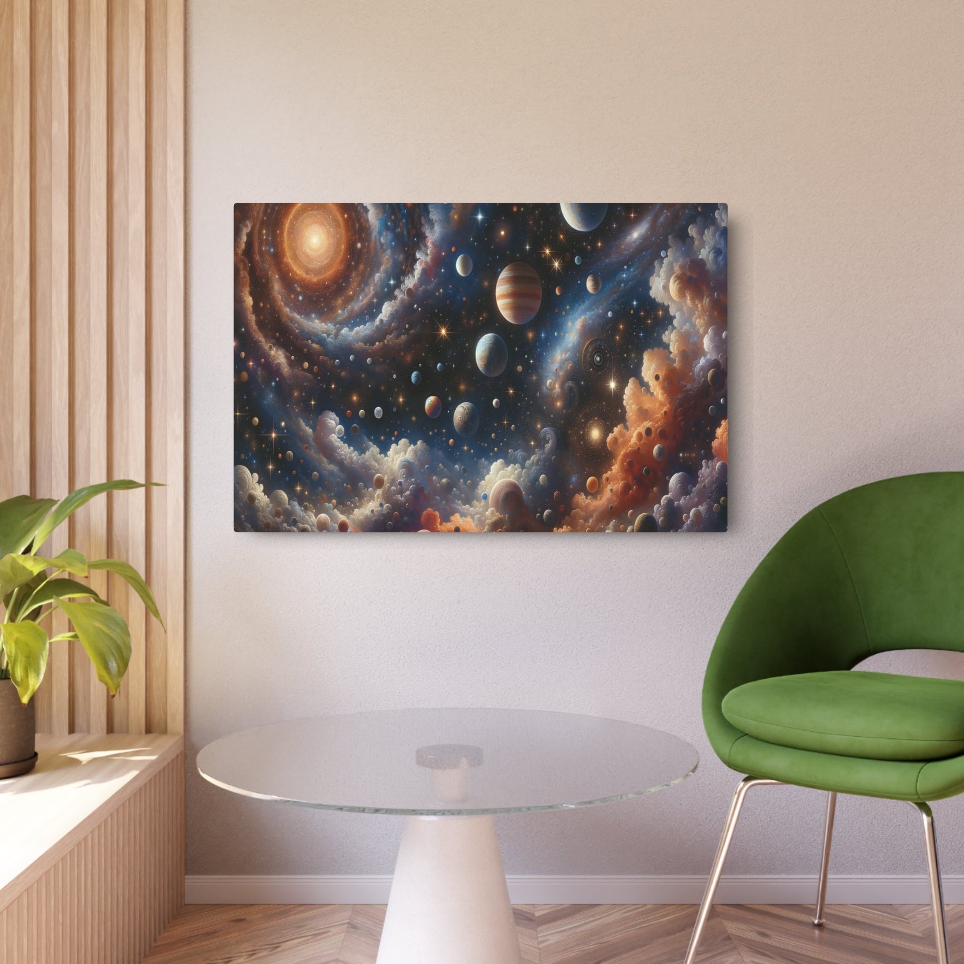 Metal Poster Art | "Renaissance - Style Western Artwork Featuring Celestial Bodies: Planets, Stars, and Moons" - Metal Poster Art 36″ x 24″ (Horizontal) 0.12''