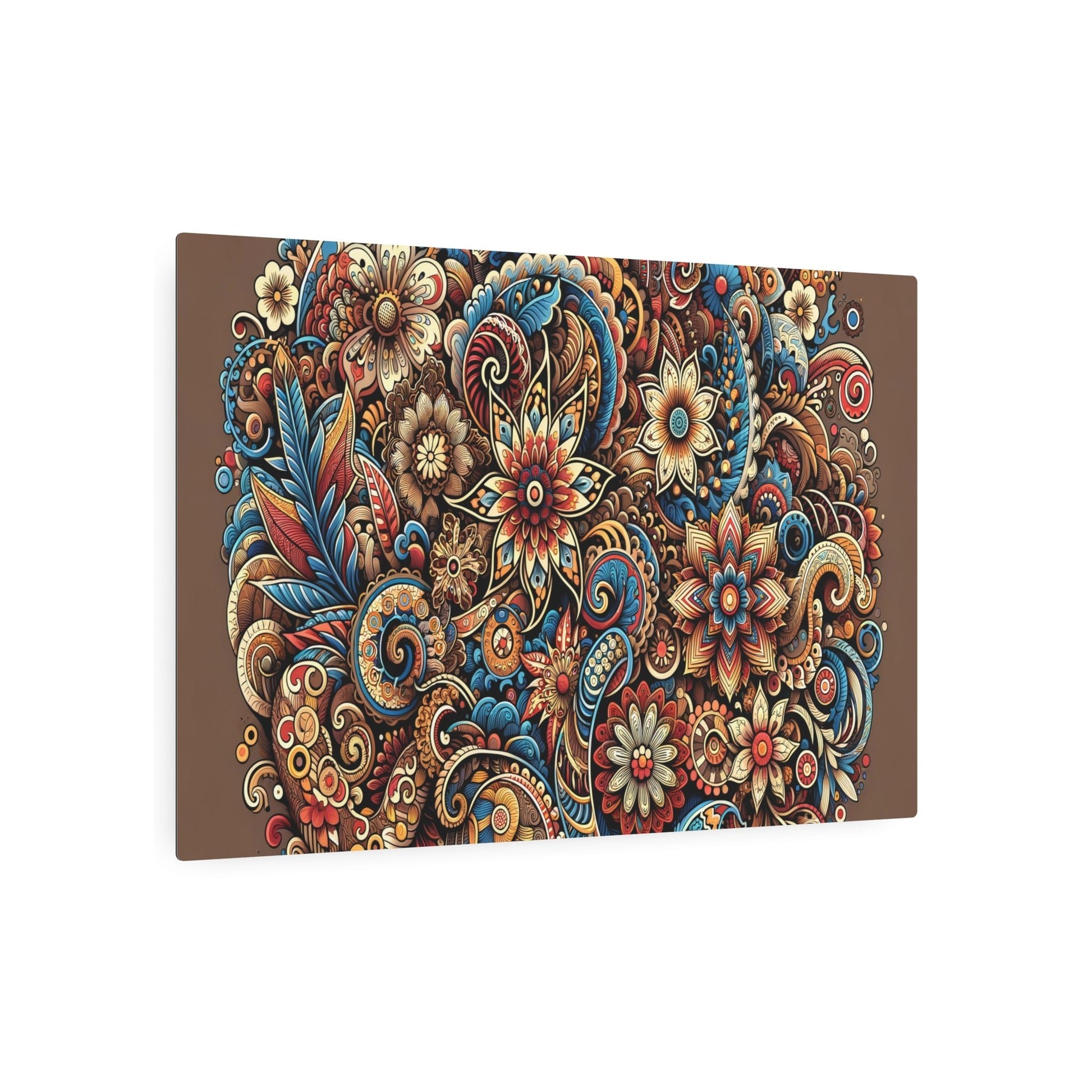 Metal Poster Art | "Indonesian Batik - Inspired Artwork: Vibrant, Detailed Image Featuring Traditional Flora and Fauna Patterns - Non - Western & - Metal Poster Art 36″ x 24″ (Horizontal) 0.12''