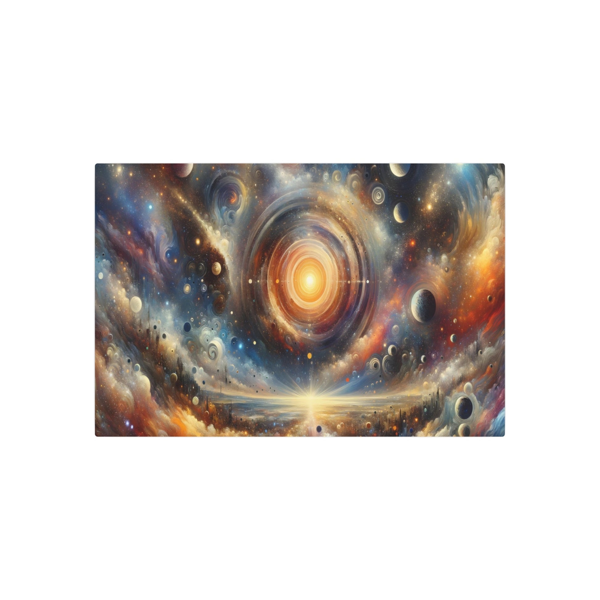 Metal Poster Art | "Expressionism Art Style: Celestial Bodies Depiction - Stars, Planets, Moon & Sun in Vivid Colors and Dynamic Shapes | Western Art - Metal Poster Art 36″ x 24″ (Horizontal) 0.12''