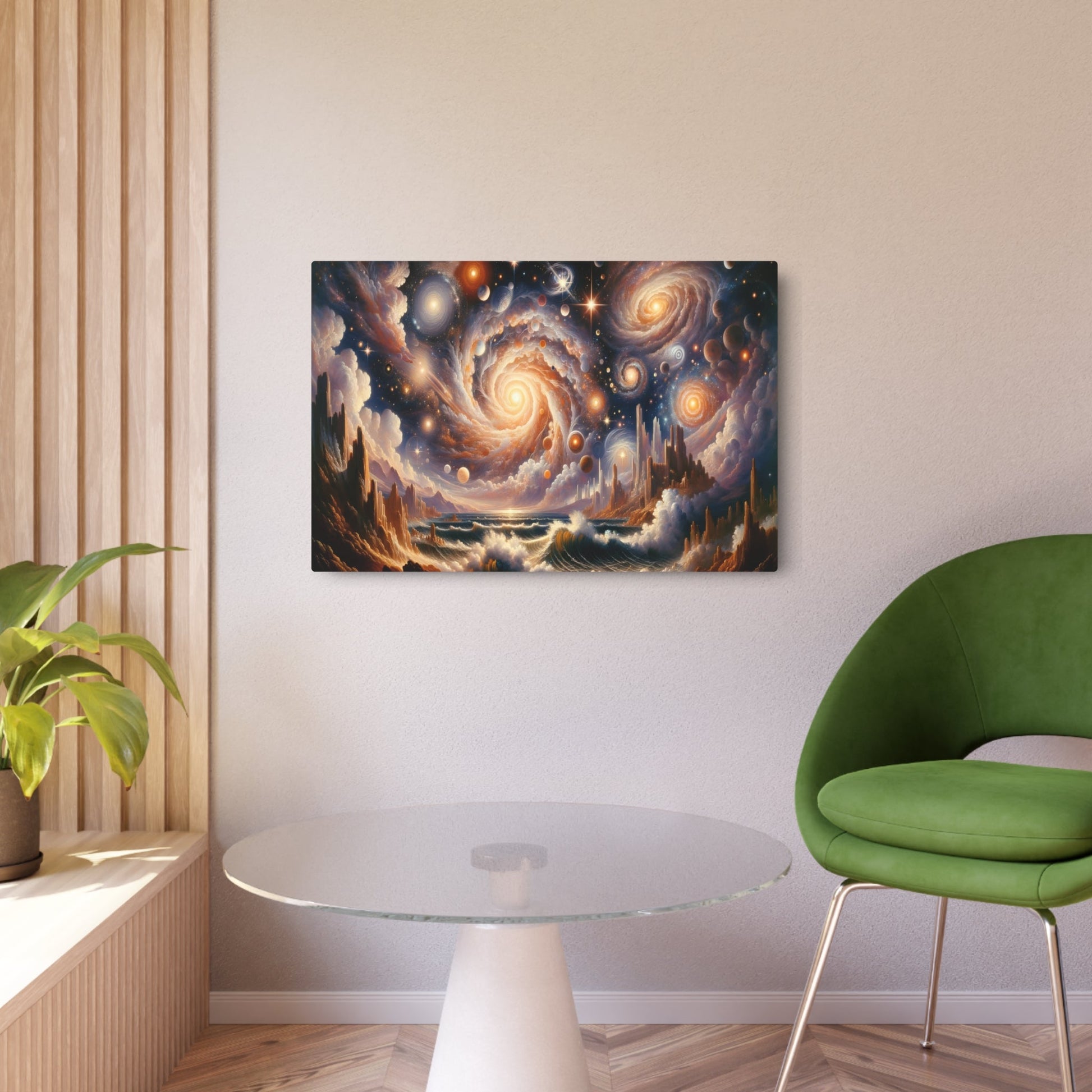 Metal Poster Art | "Romanticism Art Style Masterpiece: Celestial Grandeur - Dramatic Western Art Depicting the Sublime Power of Universe, Stars, - Metal Poster Art 36″ x 24″ (Horizontal) 0.12''