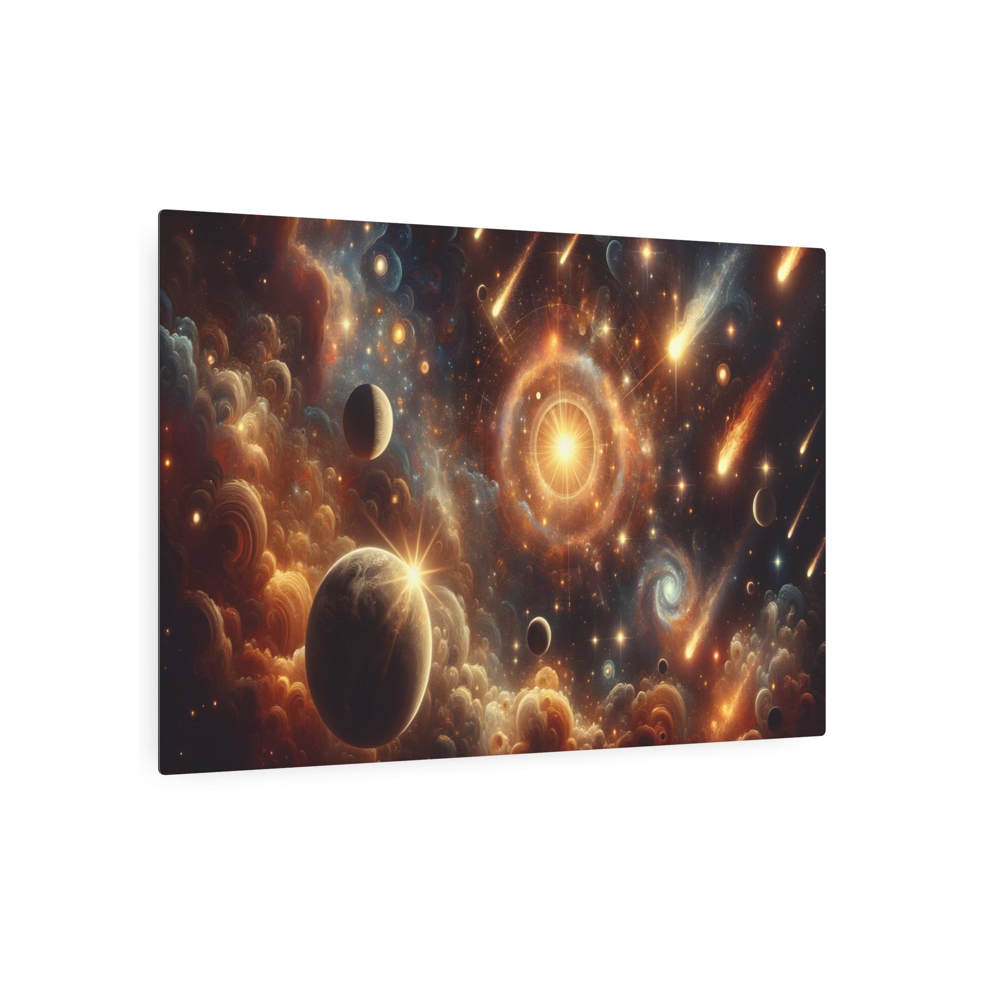 Metal Poster Art | "Baroque Western Art Style Image - Celestial Bodies, Stars, Planets and Comets Graphic Design" - Metal Poster Art 36″ x 24″ (Horizontal) 0.12''