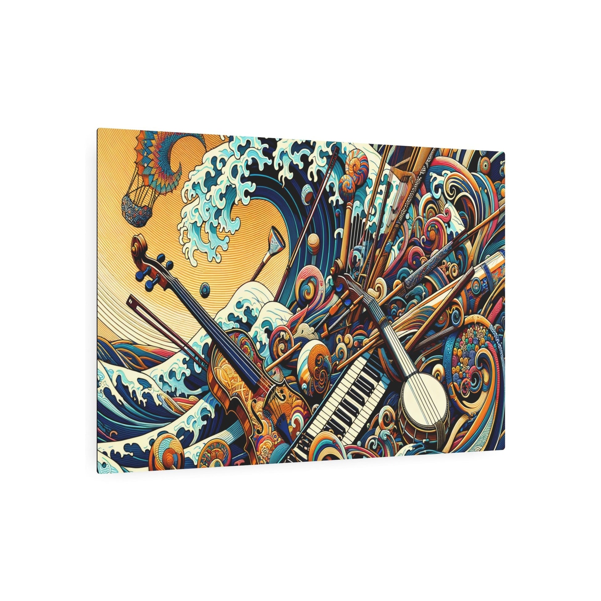 Metal Poster Art | "Kano School Inspired Asian Art: Fusion of Music and Art in Traditional Japanese Painting Style" - Metal Poster Art 36″ x 24″ (Horizontal) 0.12''