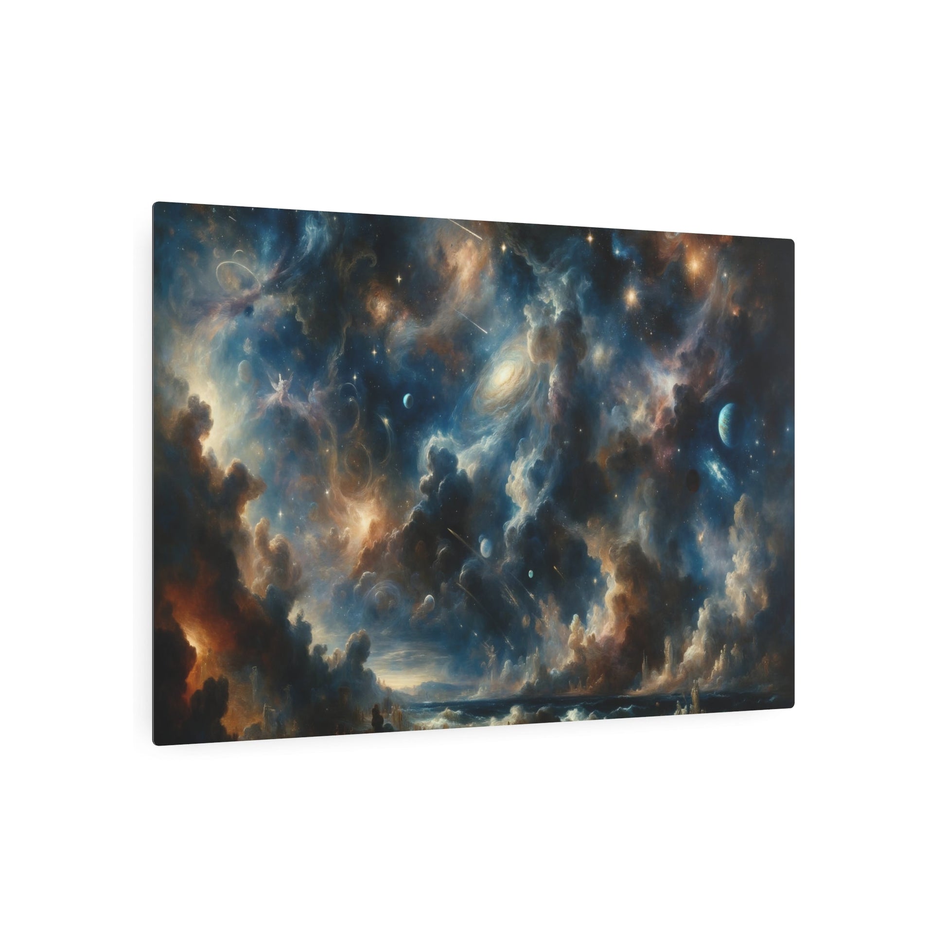 Metal Poster Art | "Romanticism Style Western Art - Celestial Body Filled Night Sky Painting" - Metal Poster Art 36″ x 24″ (Horizontal) 0.12''