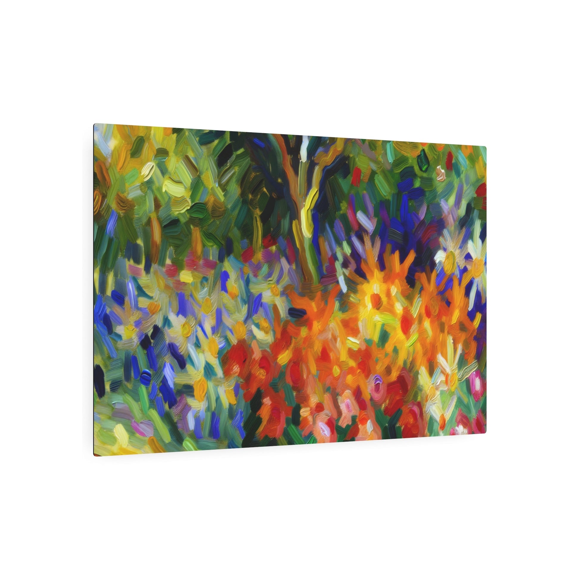 Metal Poster Art | "Expressionistic Western Art Styles: Dramatic, Color-Intensified Garden Flowers - Vivid & Emotional Masterpiece" - Metal Poster Art 36″ x 24″ (Horizontal) 0.12''