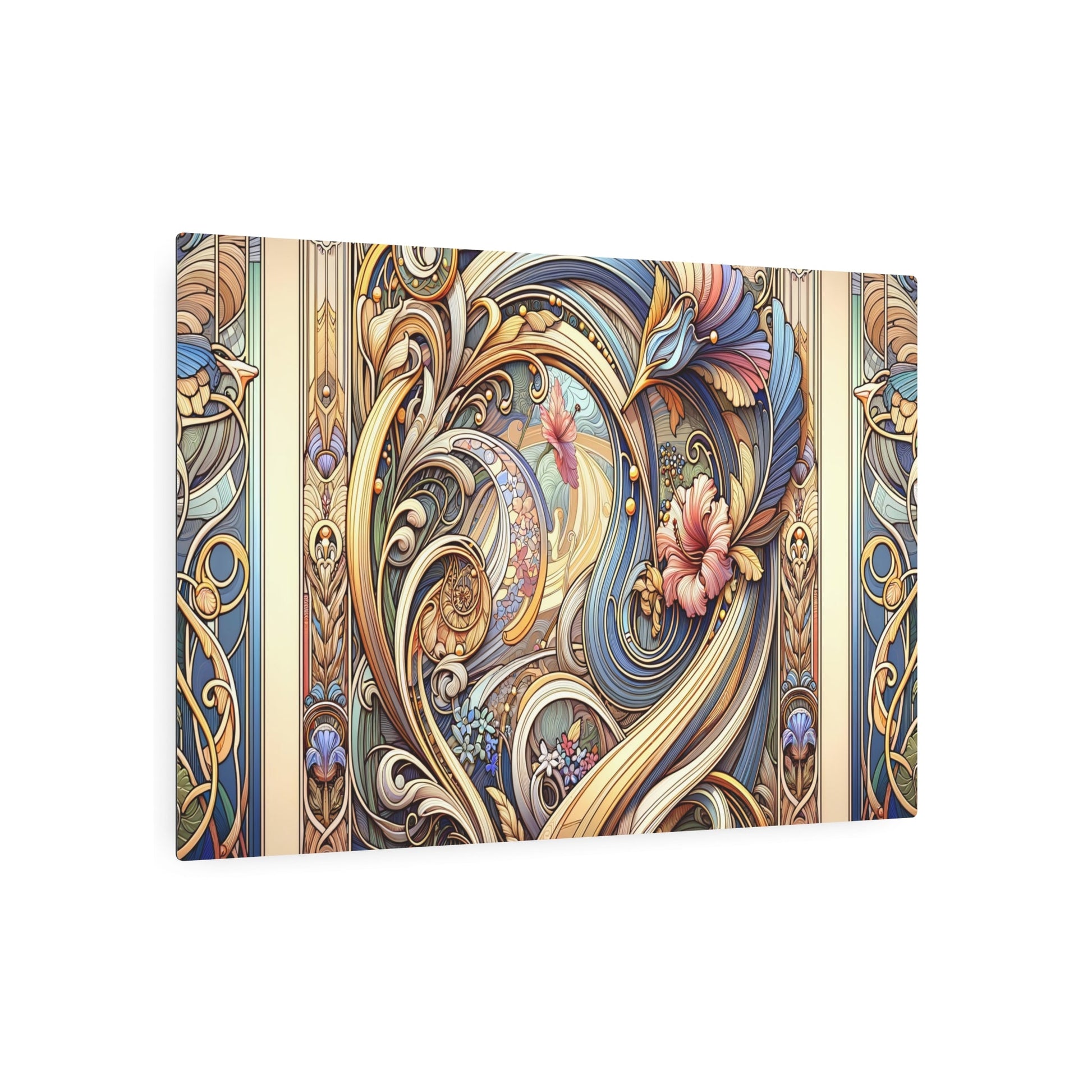 Metal Poster Art | "Art Nouveau Western Art Style Image: Emphasizing Organic Lines and Floral Elements in Nature - Themed Design" - Metal Poster Art 36″ x 24″ (Horizontal) 0.12''