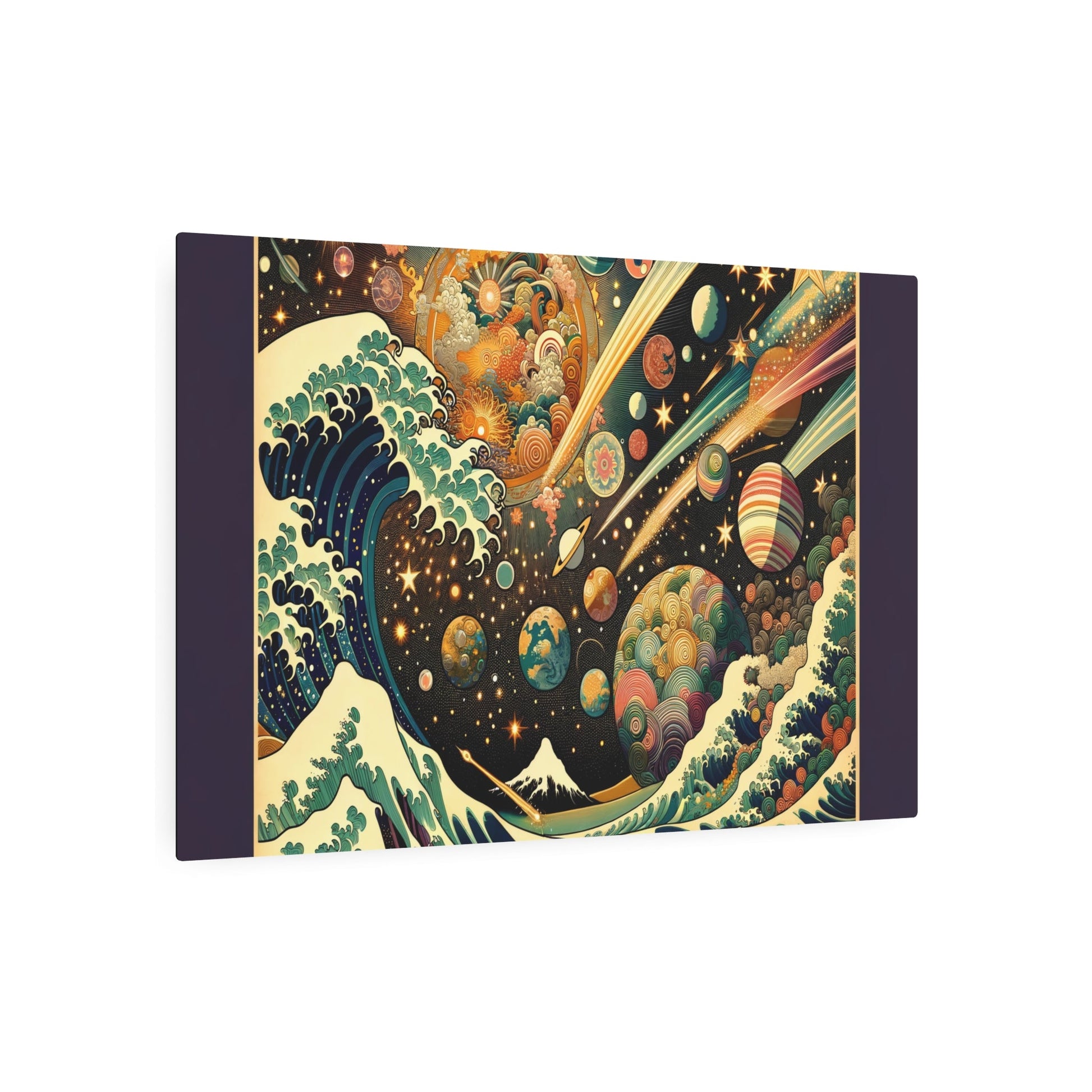 Metal Poster Art | "Ukiyo - e Japanese Art Style Celestial Bodies Collection - Traditional Asian Art Styles featuring Stars, Moons, Planets, and Comets" - Metal Poster Art 36″ x 24″ (Horizontal) 0.12''