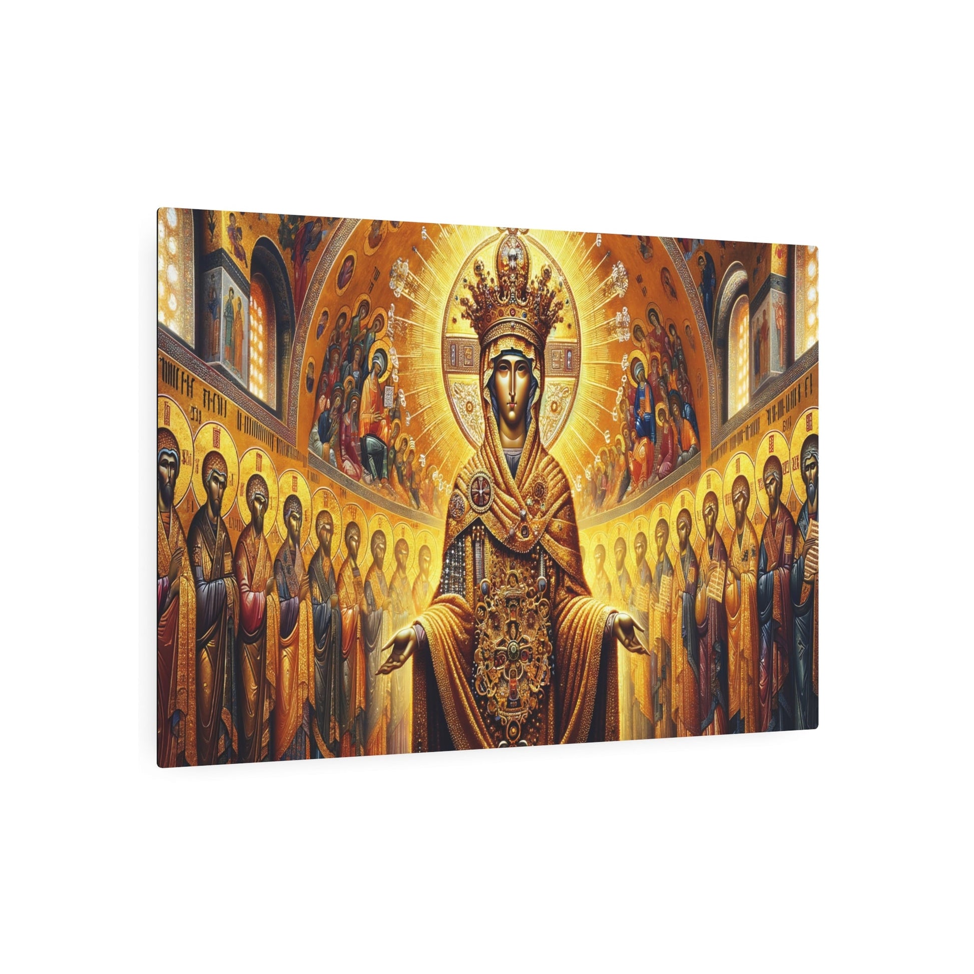 Metal Poster Art | "Byzantine Art Print: Intricate Symbolic Imagery with Gold Backgrounds and Delicate Details - Non - Western & Global Styles" - Metal Poster Art 36″ x 24″ (Horizontal) 0.12''