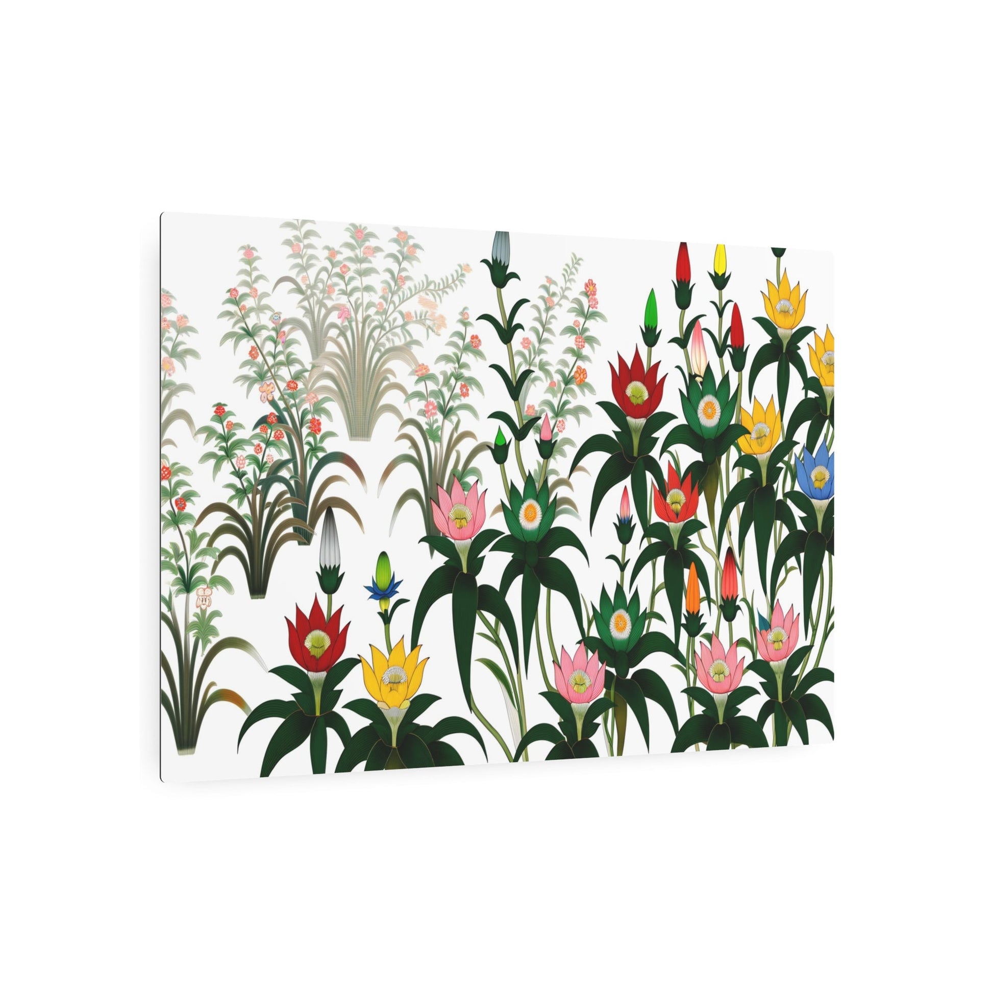 Metal Poster Art | "Korean Joseon Dynasty Inspired Garden Scene Artwork - Diverse Budding Flowers in Asian Art Styles - Authentic Joseon Dynasty Paintings Collection" - Metal Poster Art 36″ x 24″ (Horizontal) 0.12''