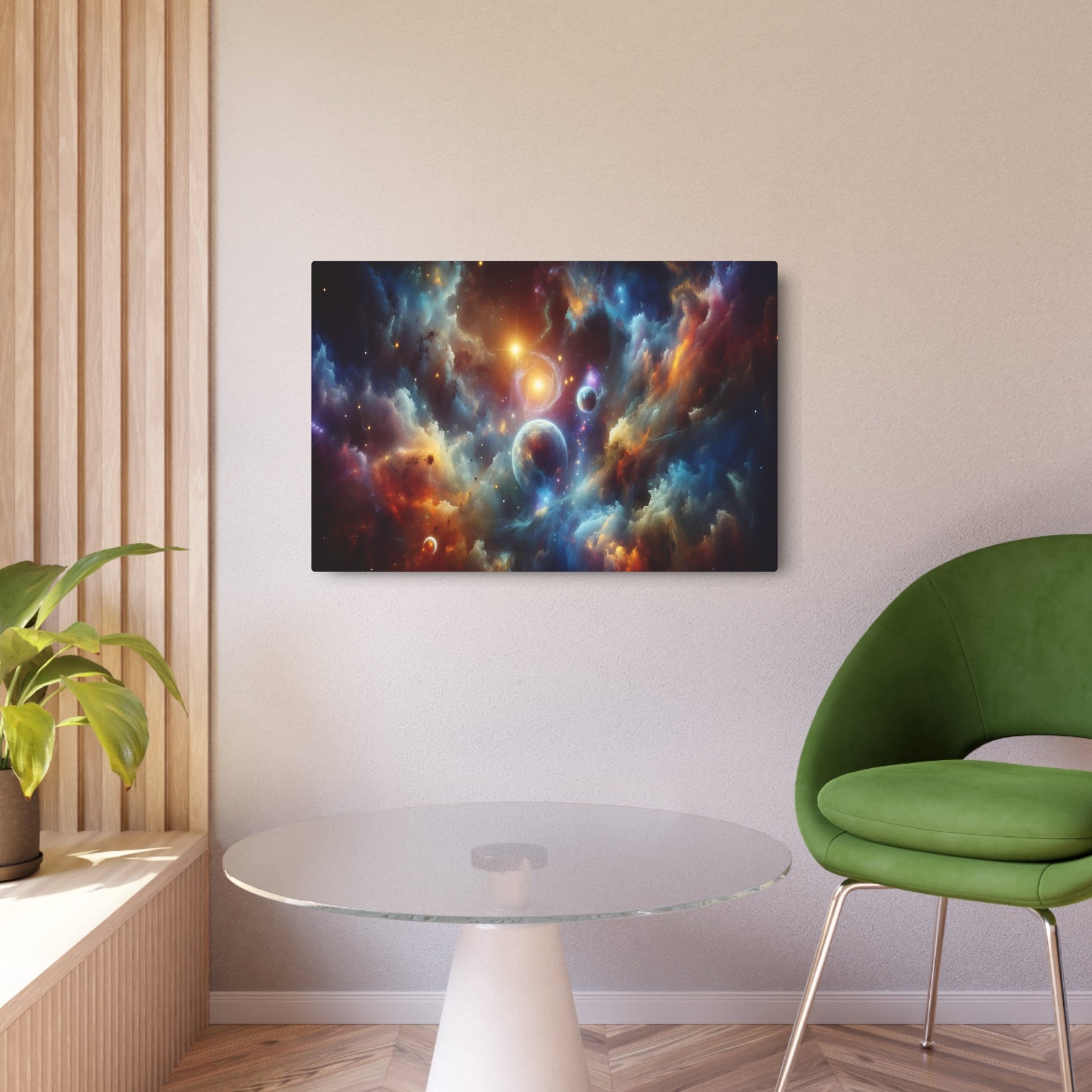 Metal Poster Art | "Modern & Contemporary Digital Art: Vibrant Celestial Body Theme Blending Realism and Abstract Elements of the Universe" - Metal Poster Art 36″ x 24″ (Horizontal) 0.12''