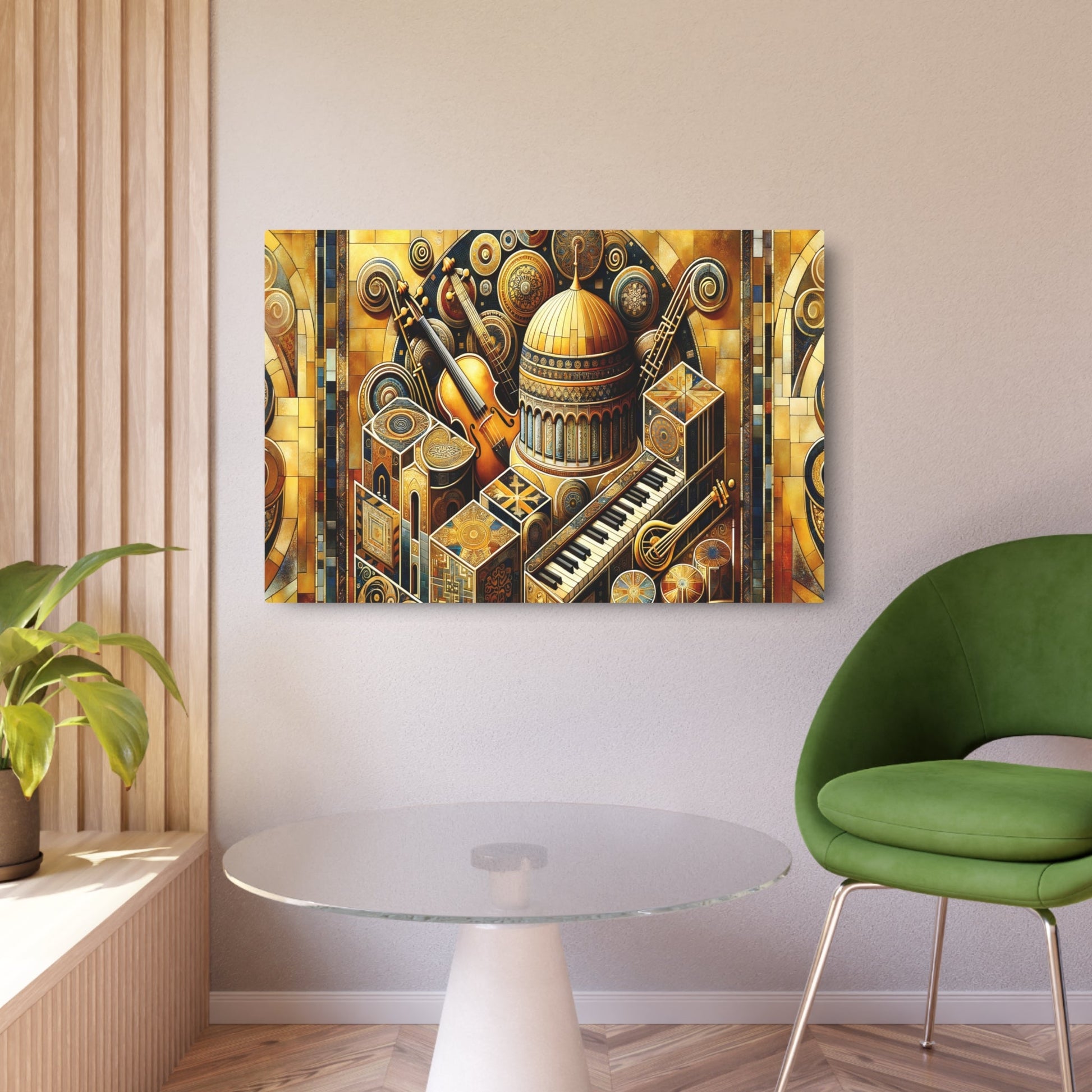 Metal Poster Art | "Byzantine Art Style Image Blending Music & Art Themes - Non Western Global Styles Category" - Metal Poster Art 36″ x 24″ (Horizontal) 0.12''