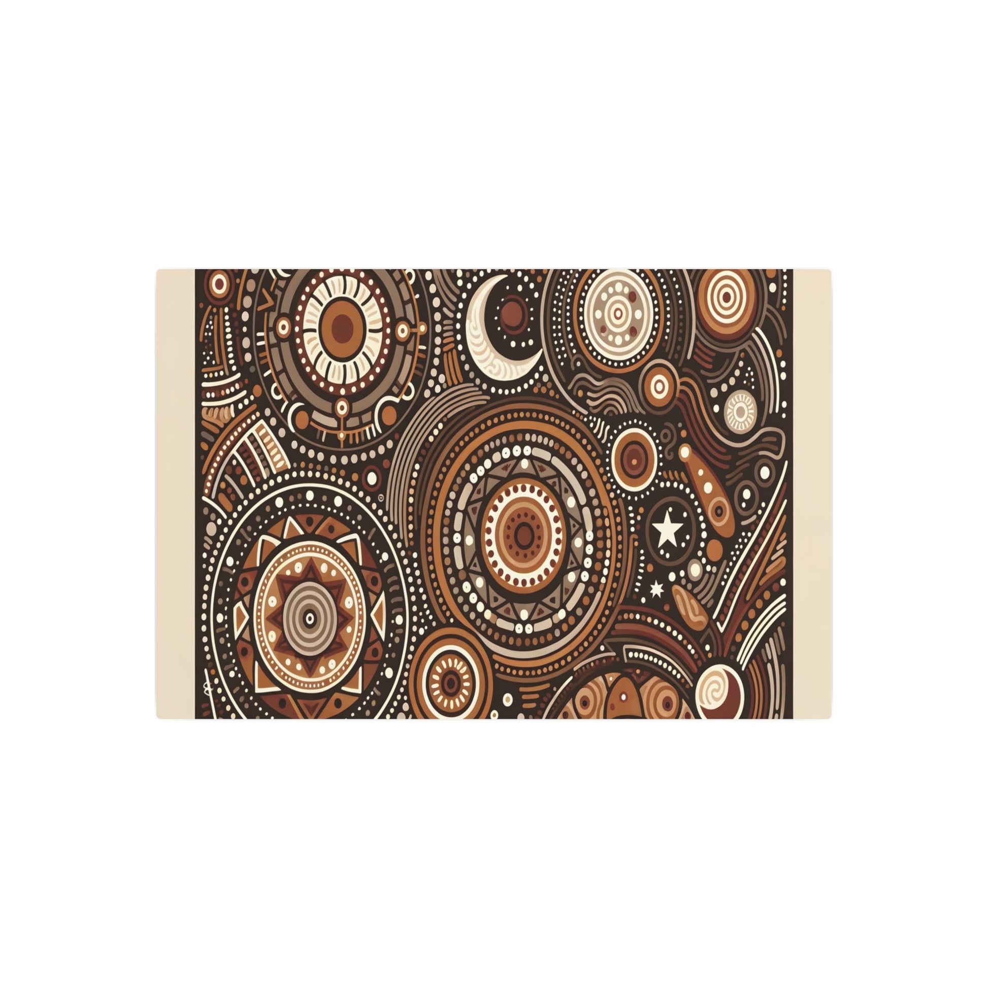 Metal Poster Art | "Aboriginal Australian Art Inspired Celestial Bodies - Planets, Stars, and Moon Themed Artwork in Non - Western & Global Styles Category" - Metal Poster Art 36″ x 24″ (Horizontal) 0.12''