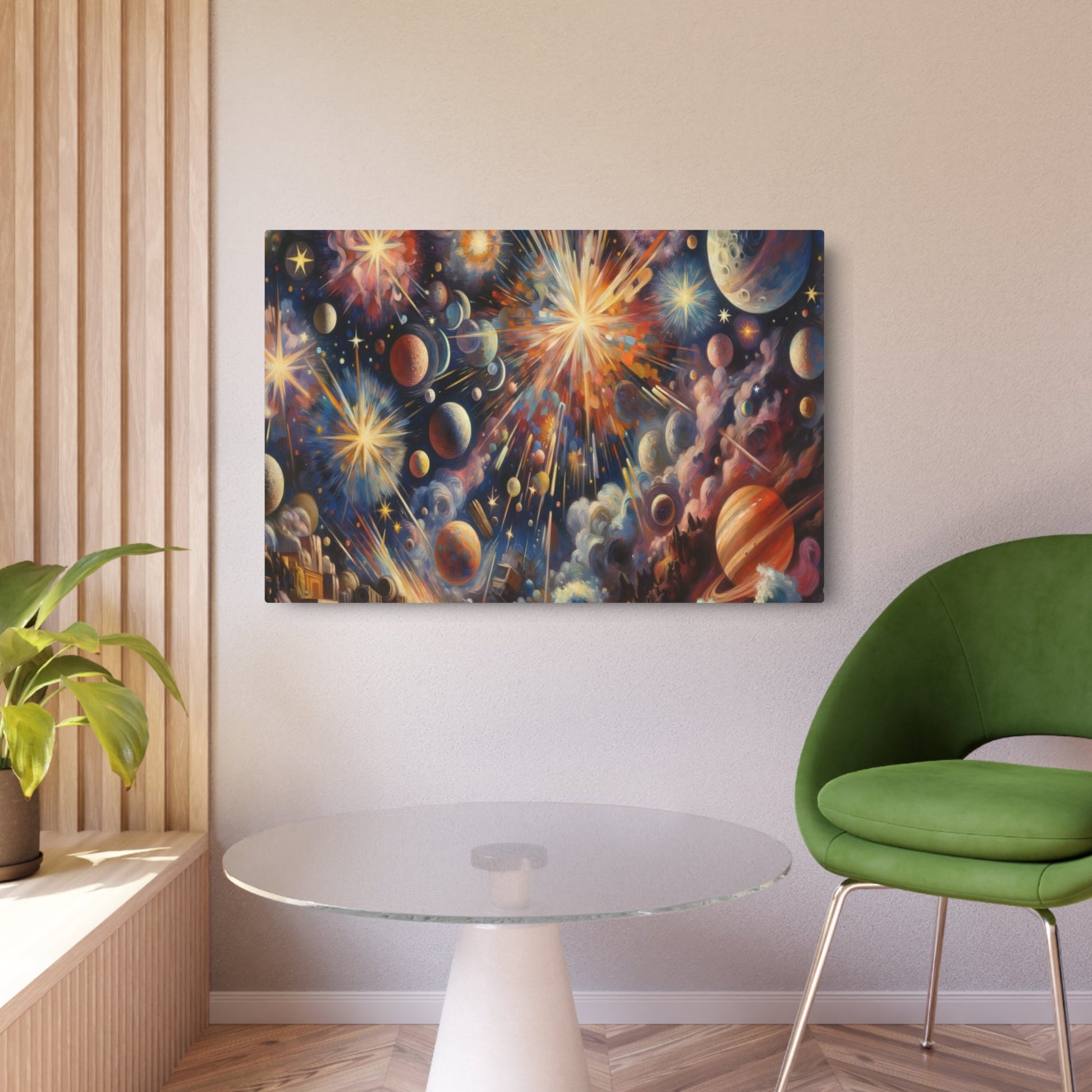 Metal Poster Art | "Post - Impressionism Western Art Style - Celestial Bodies in Bold Colors and Expressive Brushwork" - Metal Poster Art 36″ x 24″ (Horizontal) 0.12''