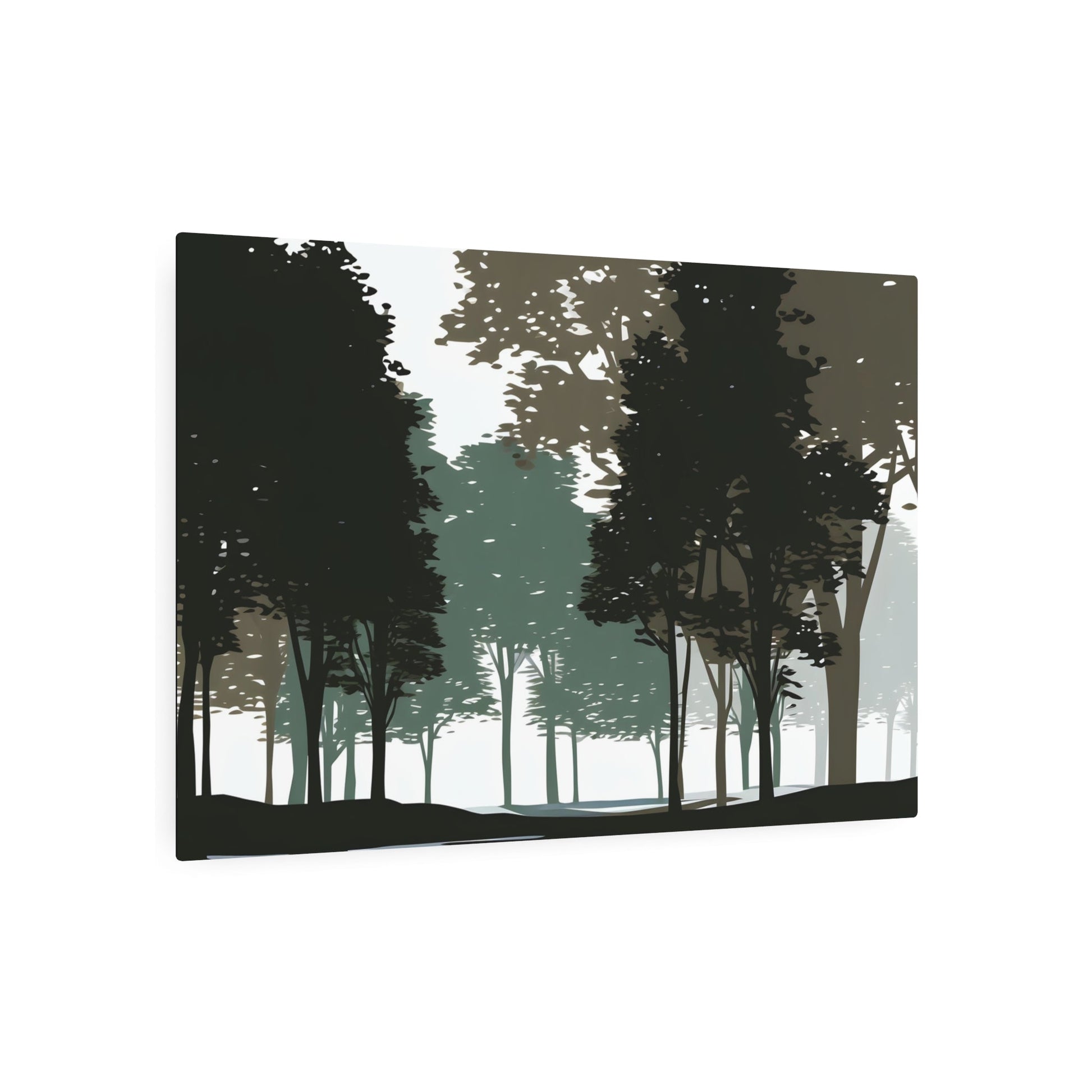 Metal Poster Art | "Modern Minimalist Artwork - Tranquil Forest Scene in Simplistic Style, Contemporary Minimalism Nature Wall Decor" - Metal Poster Art 36″ x 24″ (Horizontal) 0.12''