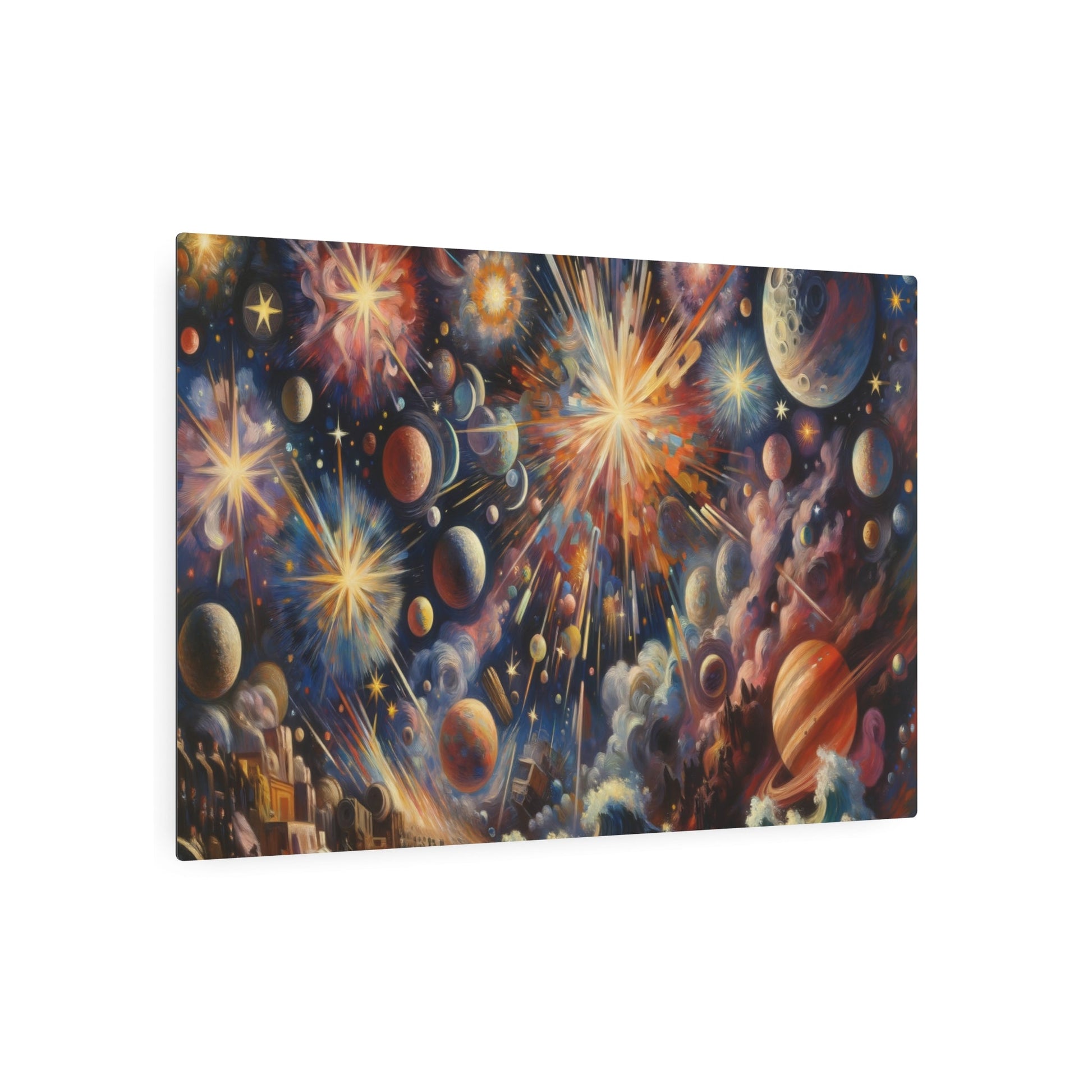 Metal Poster Art | "Post - Impressionism Western Art Style - Celestial Bodies in Bold Colors and Expressive Brushwork" - Metal Poster Art 36″ x 24″ (Horizontal) 0.12''