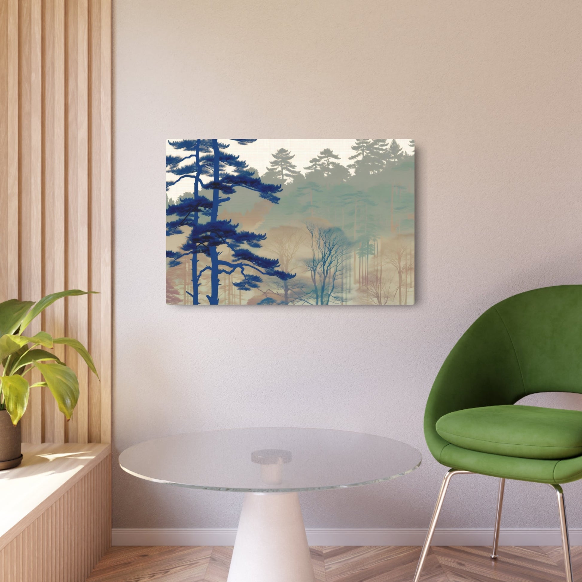 Metal Poster Art | "Kano School Inspired Minimalistic Asian Art - Serene Japanese Forest and Tree Image" - Metal Poster Art 36″ x 24″ (Horizontal) 0.12''