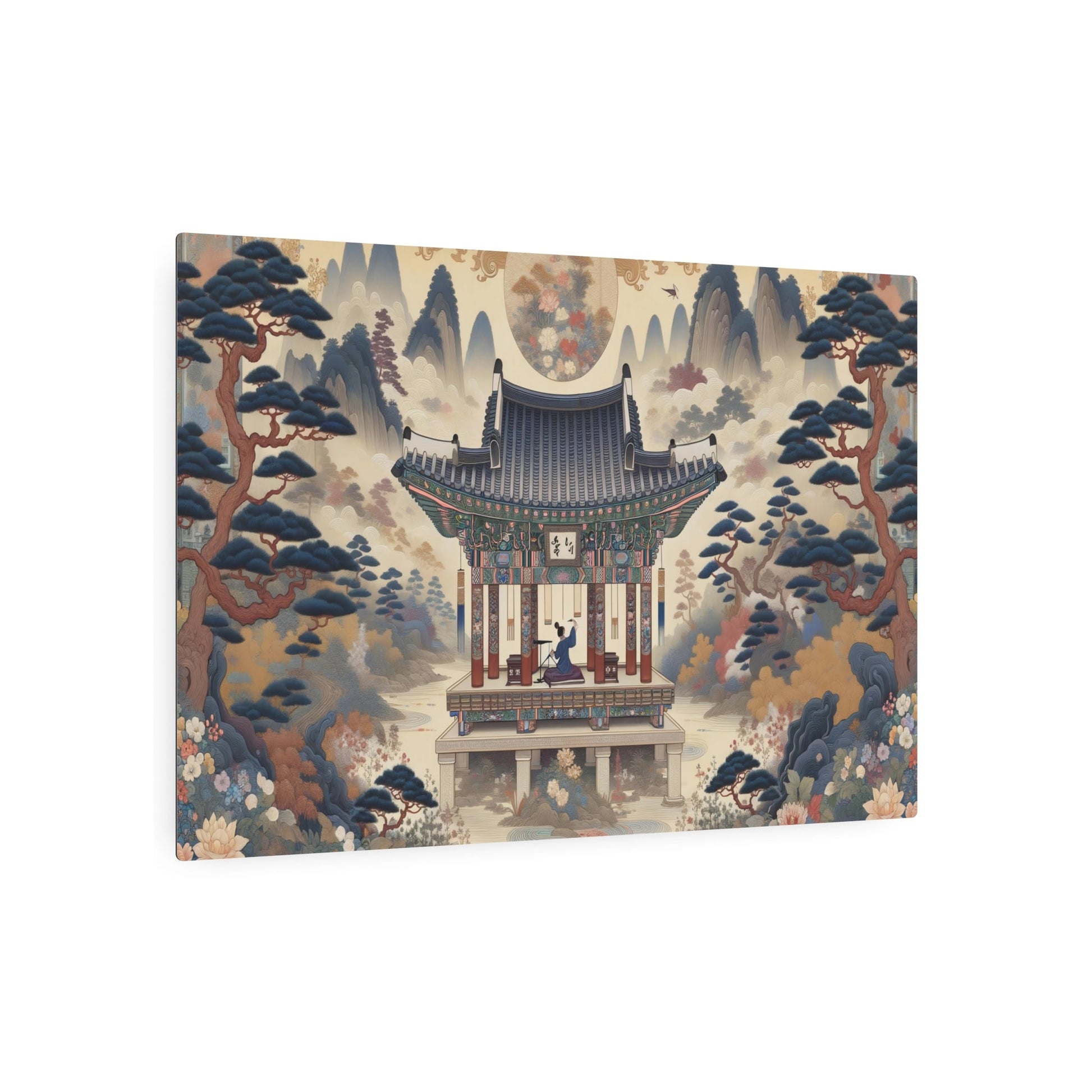 Metal Poster Art | "Traditional Korean Joseon Dynasty Painting Artwork - Emphasizing Themes of Music and Art in Asian Art Styles" - Metal Poster Art 36″ x 24″ (Horizontal) 0.12''