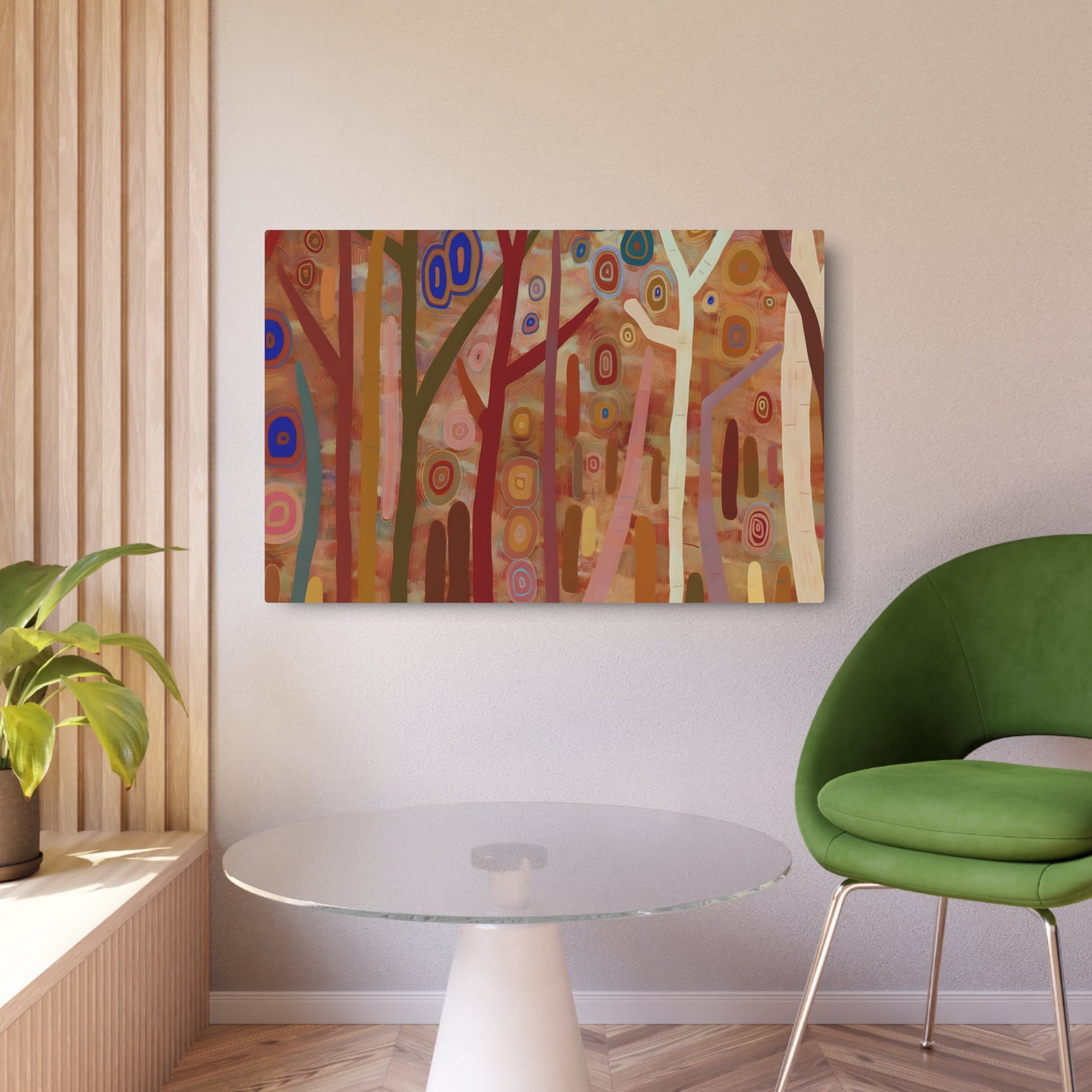 Metal Poster Art | "Australian Aboriginal Art Inspired Trees and Forests Artwork - Unique Non-Western Global Styles" - Metal Poster Art 36″ x 24″ (Horizontal) 0.12''