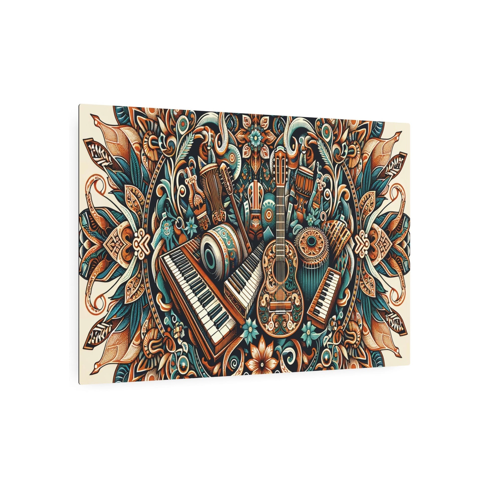 Metal Poster Art | "Indonesian Batik Art: Colorful & Intricate Fusion of Music and Art - Non - Western Global Styles Collection" - Metal Poster Art 36″ x 24″ (Horizontal) 0.12''