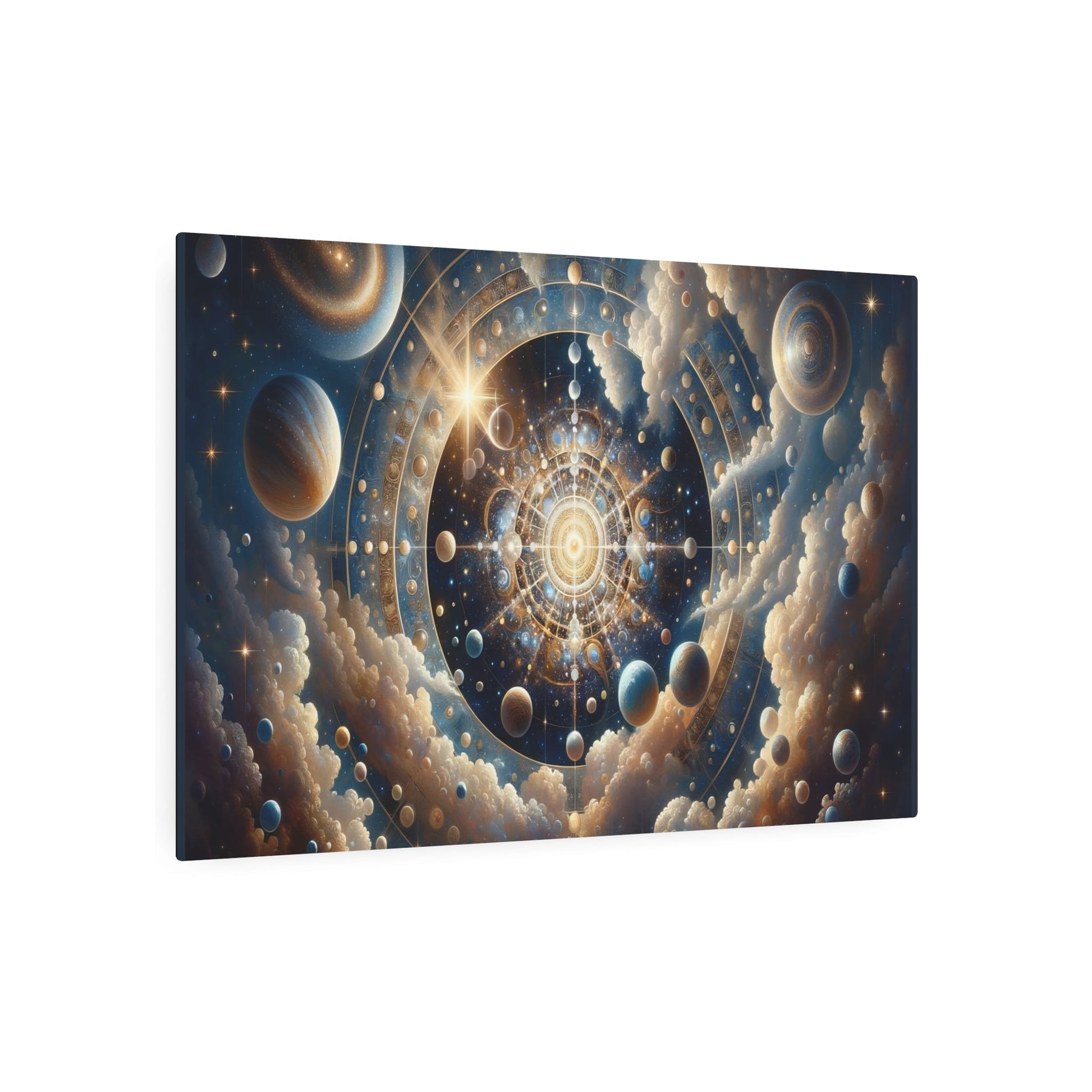 Metal Poster Art | "Neoclassical Celestial Grandeur: Stars and Planets in a Neoclassicism - Style Western Artwork Expressing Ethereal Beauty - Metal Poster Art 36″ x 24″ (Horizontal) 0.12''