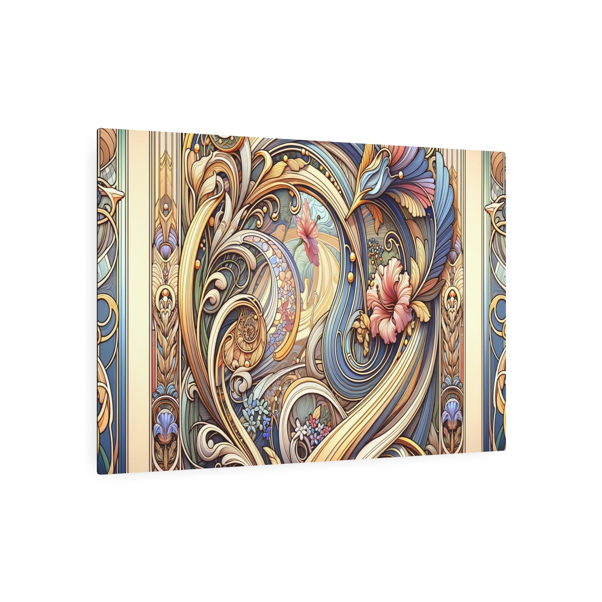 Metal Poster Art | "Art Nouveau Western Art Style Image: Emphasizing Organic Lines and Floral Elements in Nature - Themed Design" - Metal Poster Art 36″ x 24″ (Horizontal) 0.12''