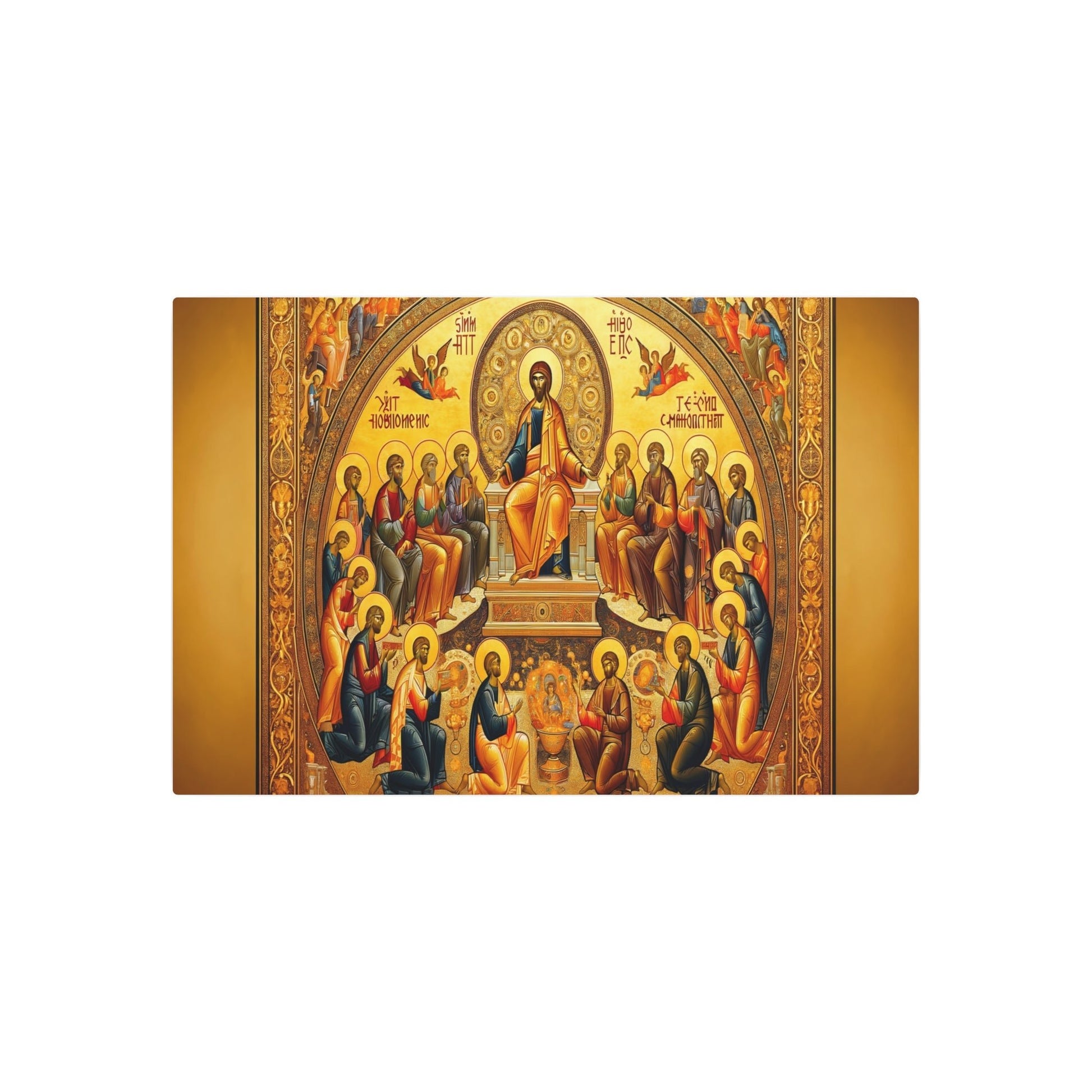 Metal Poster Art | "Byzantine Art Style Masterpiece with Symbolism and Fine Details - Non - Western & Global Styles in Gold and Flat Figures" - Metal Poster Art 36″ x 24″ (Horizontal) 0.12''