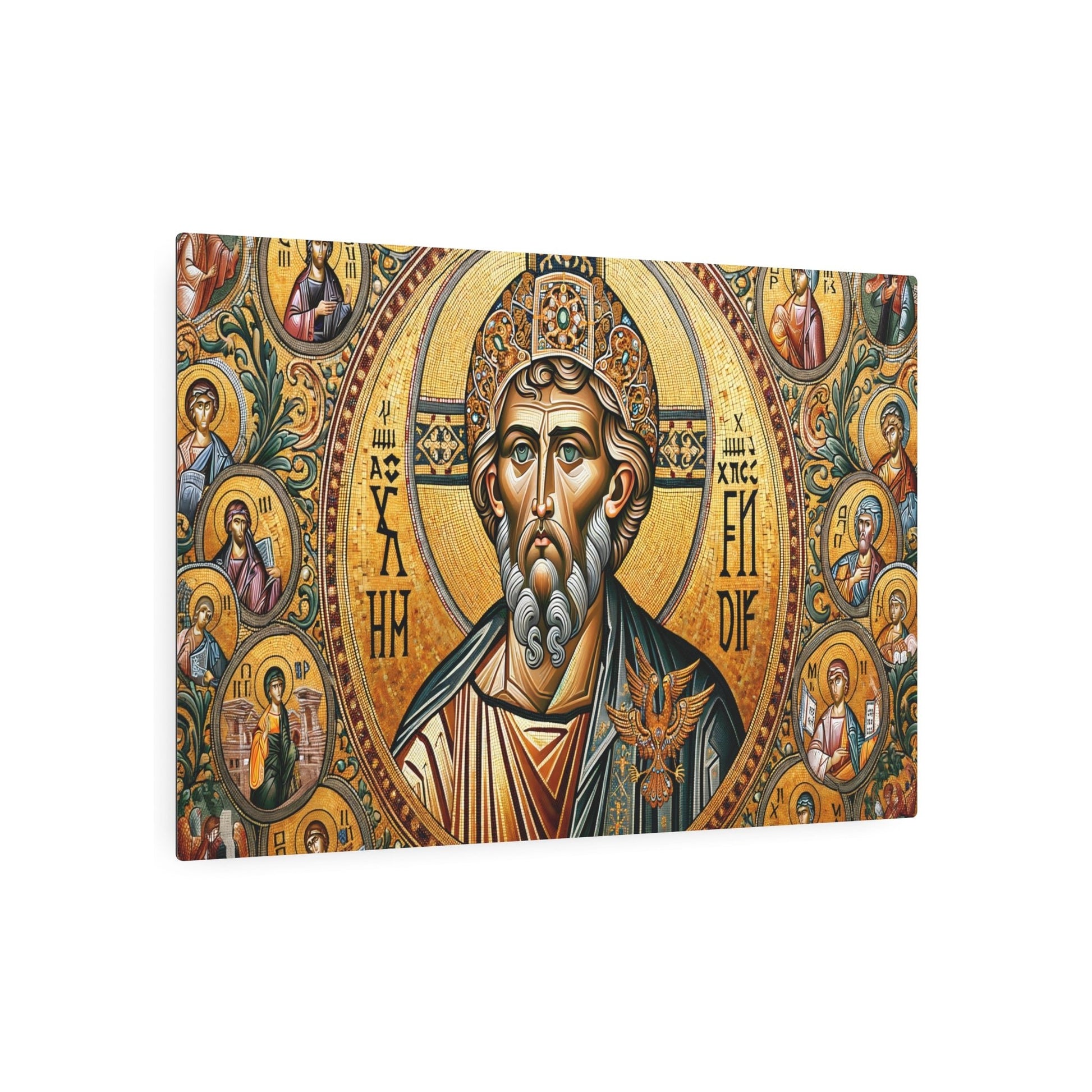 Metal Poster Art | "Digital Byzantine Empire - Inspired Artwork with Rich Gold Detailing & Religious Themes - Non - Western & Global Styles, Byzantine Art Category - Metal Poster Art 36″ x 24″ (Horizontal) 0.12''