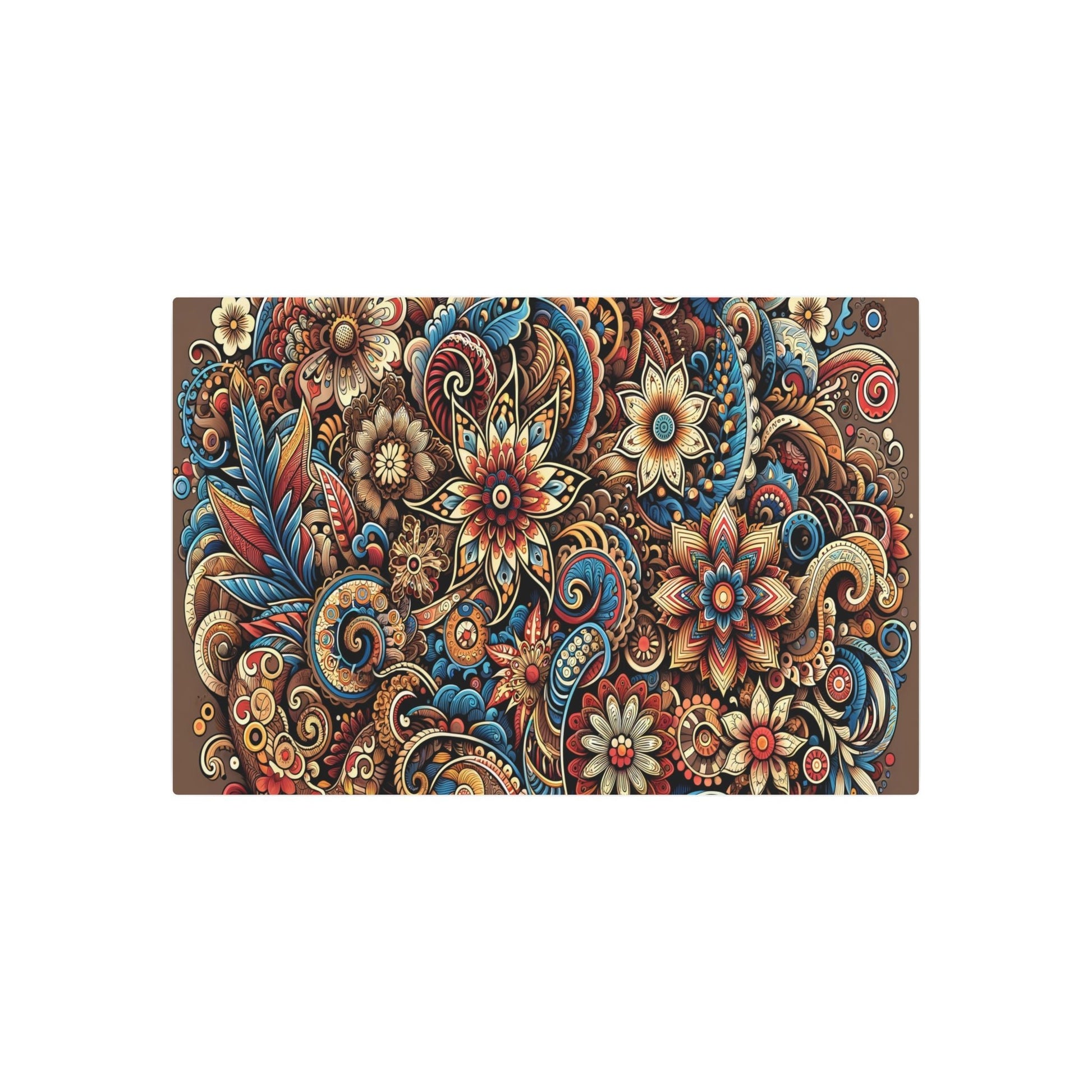 Metal Poster Art | "Indonesian Batik - Inspired Artwork: Vibrant, Detailed Image Featuring Traditional Flora and Fauna Patterns - Non - Western & - Metal Poster Art 36″ x 24″ (Horizontal) 0.12''