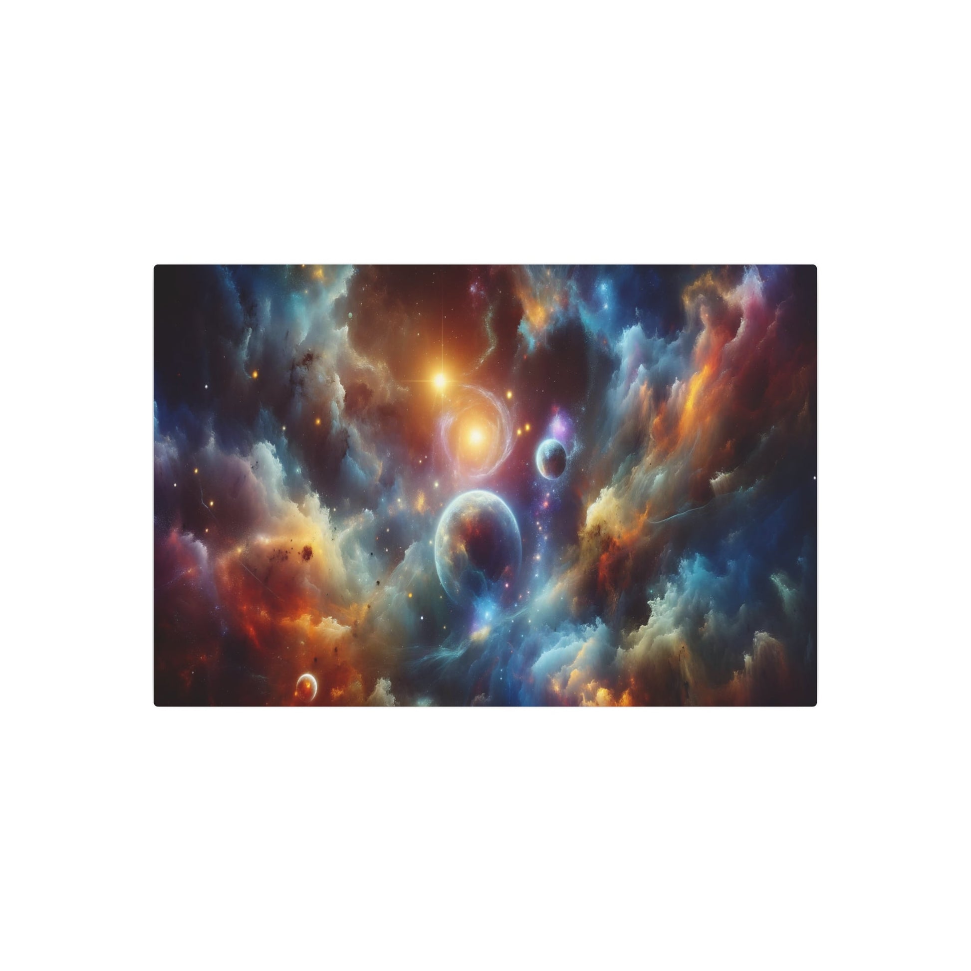 Metal Poster Art | "Modern & Contemporary Digital Art: Vibrant Celestial Body Theme Blending Realism and Abstract Elements of the Universe" - Metal Poster Art 36″ x 24″ (Horizontal) 0.12''